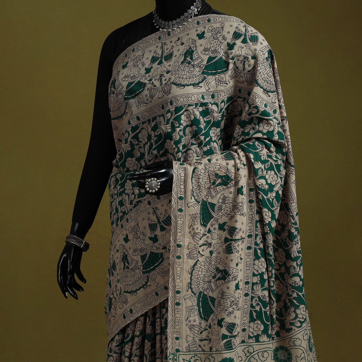 Printed cotton nellore kalamkari saree 02 - handcrafted