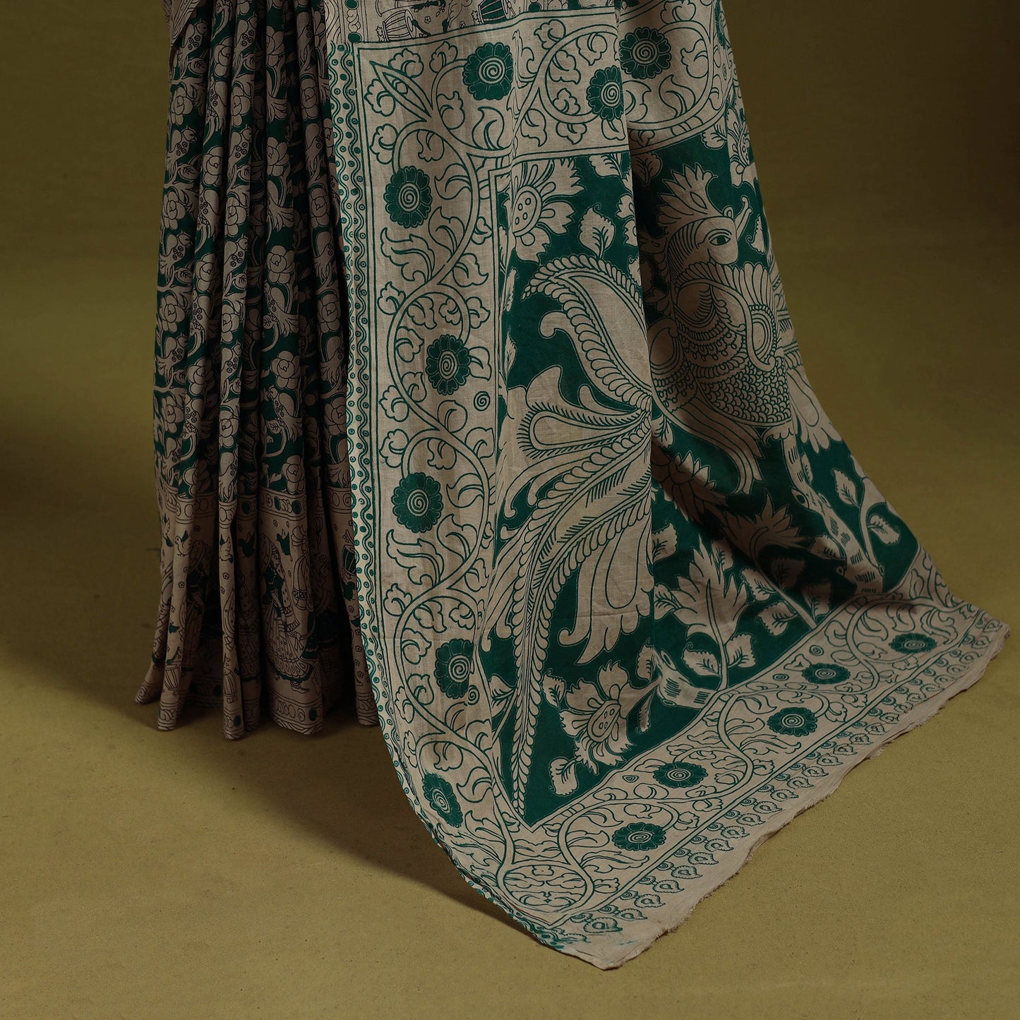 Printed cotton nellore kalamkari saree 02 - handcrafted