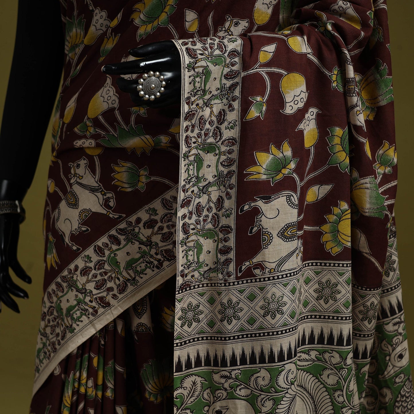 Printed cotton nellore kalamkari saree 03 - handcrafted