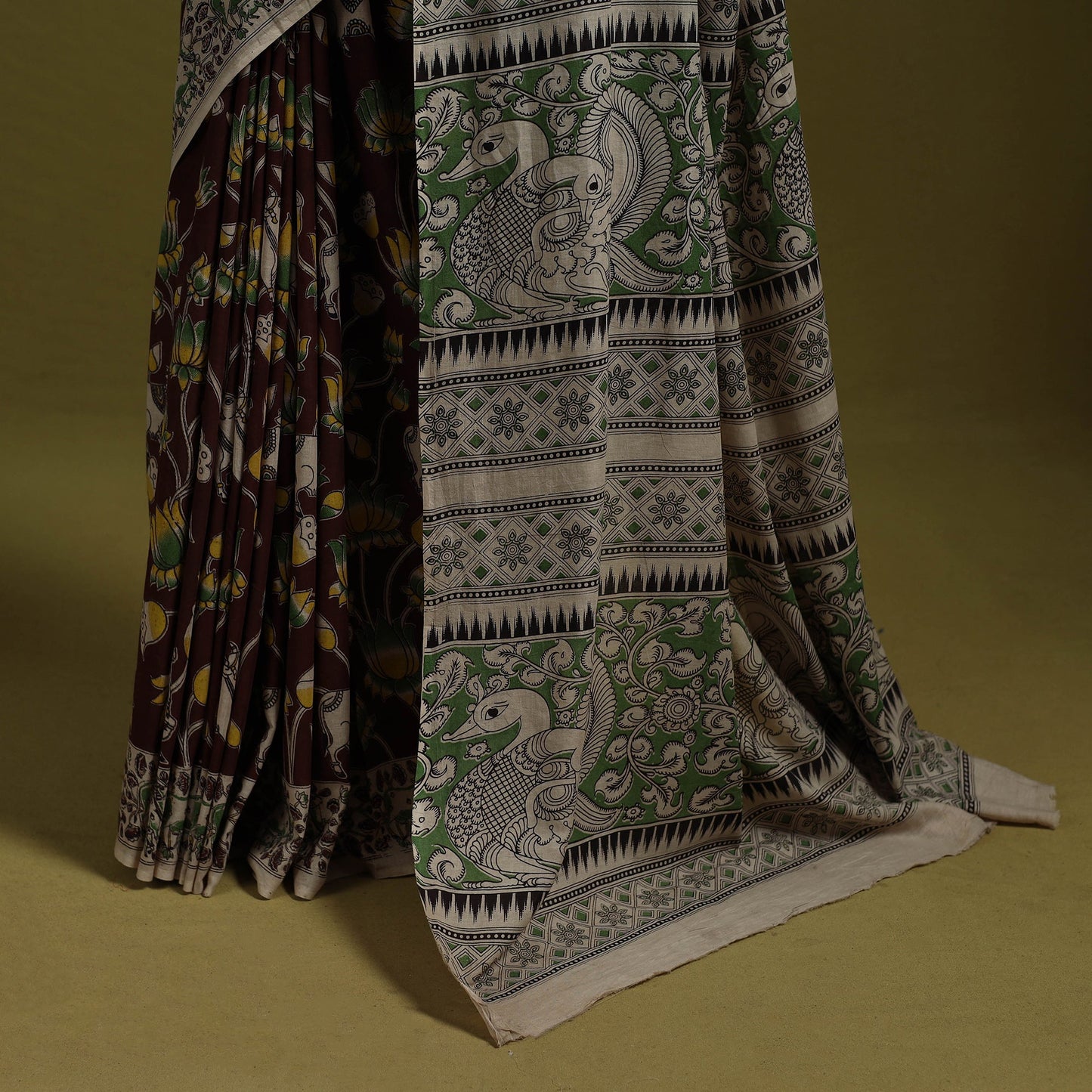 Printed cotton nellore kalamkari saree 03 - handcrafted