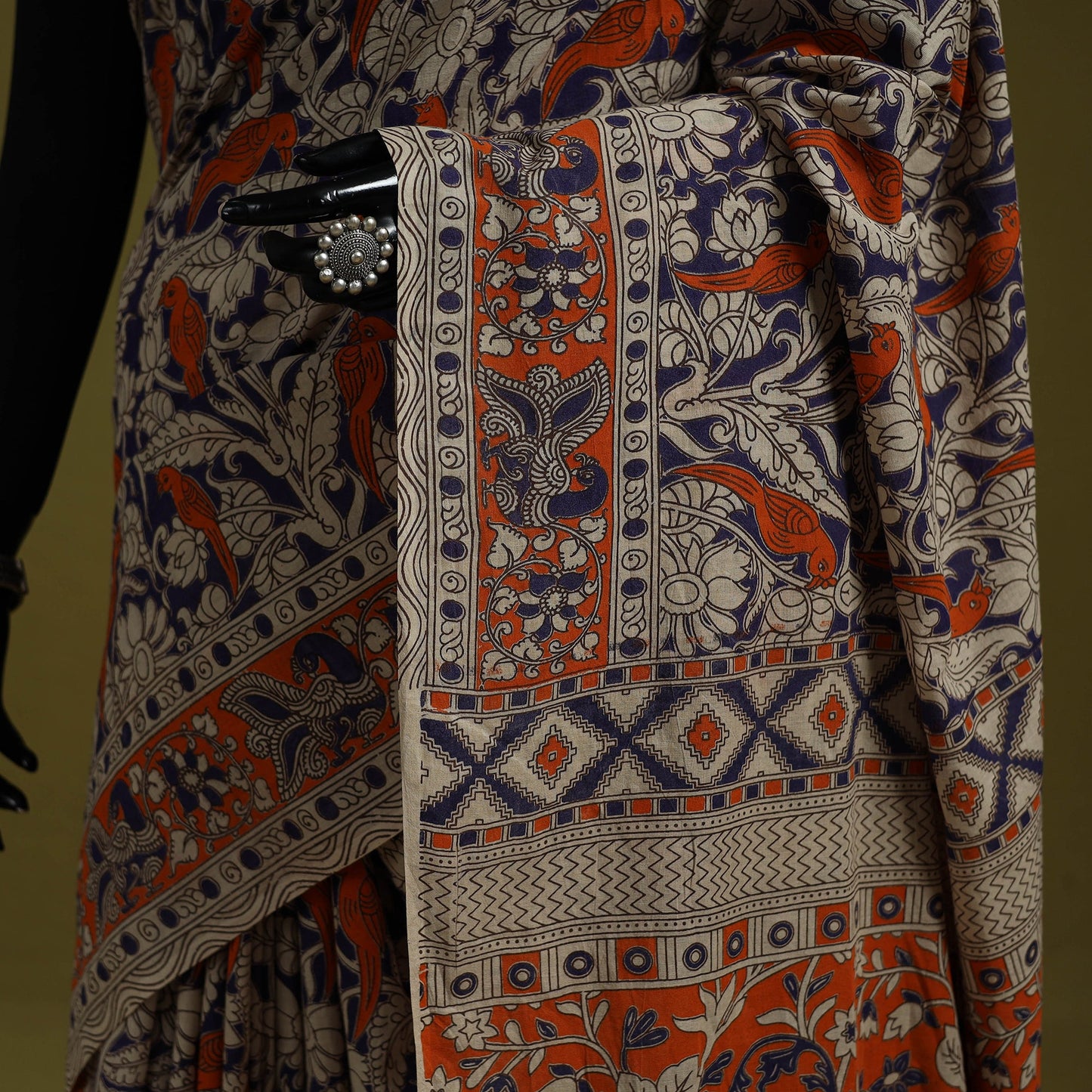 Printed cotton nellore kalamkari saree 05 - handcrafted