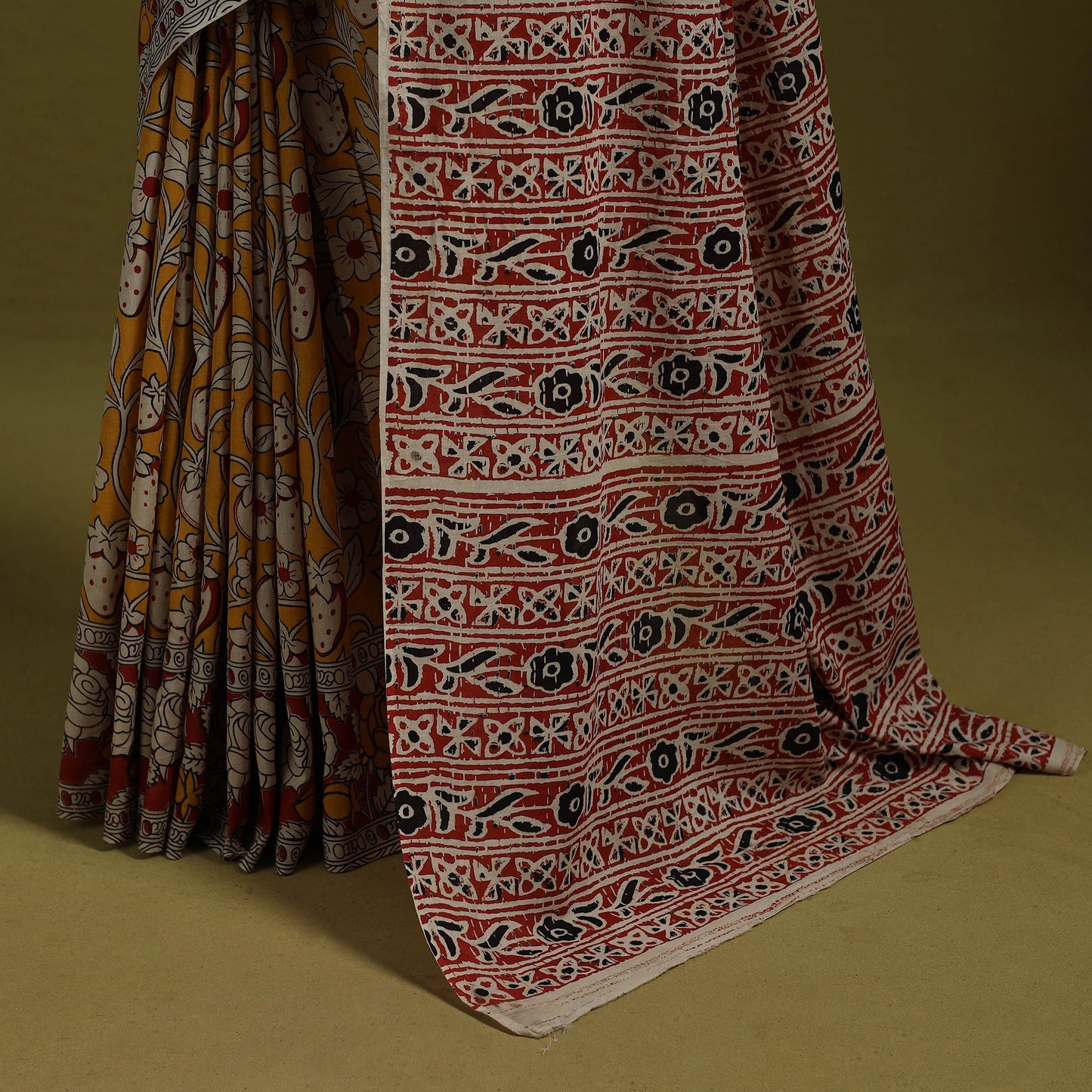 Printed cotton nellore kalamkari saree 06 - handcrafted