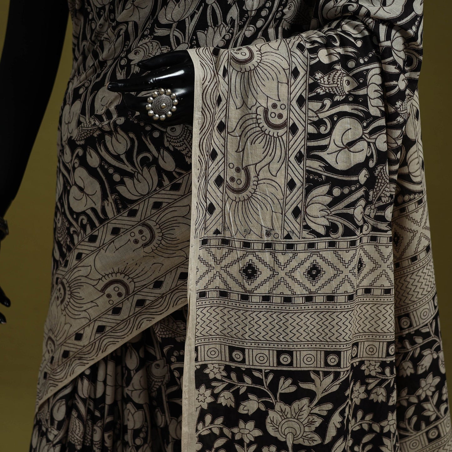 Printed cotton nellore kalamkari saree 07 - handcrafted