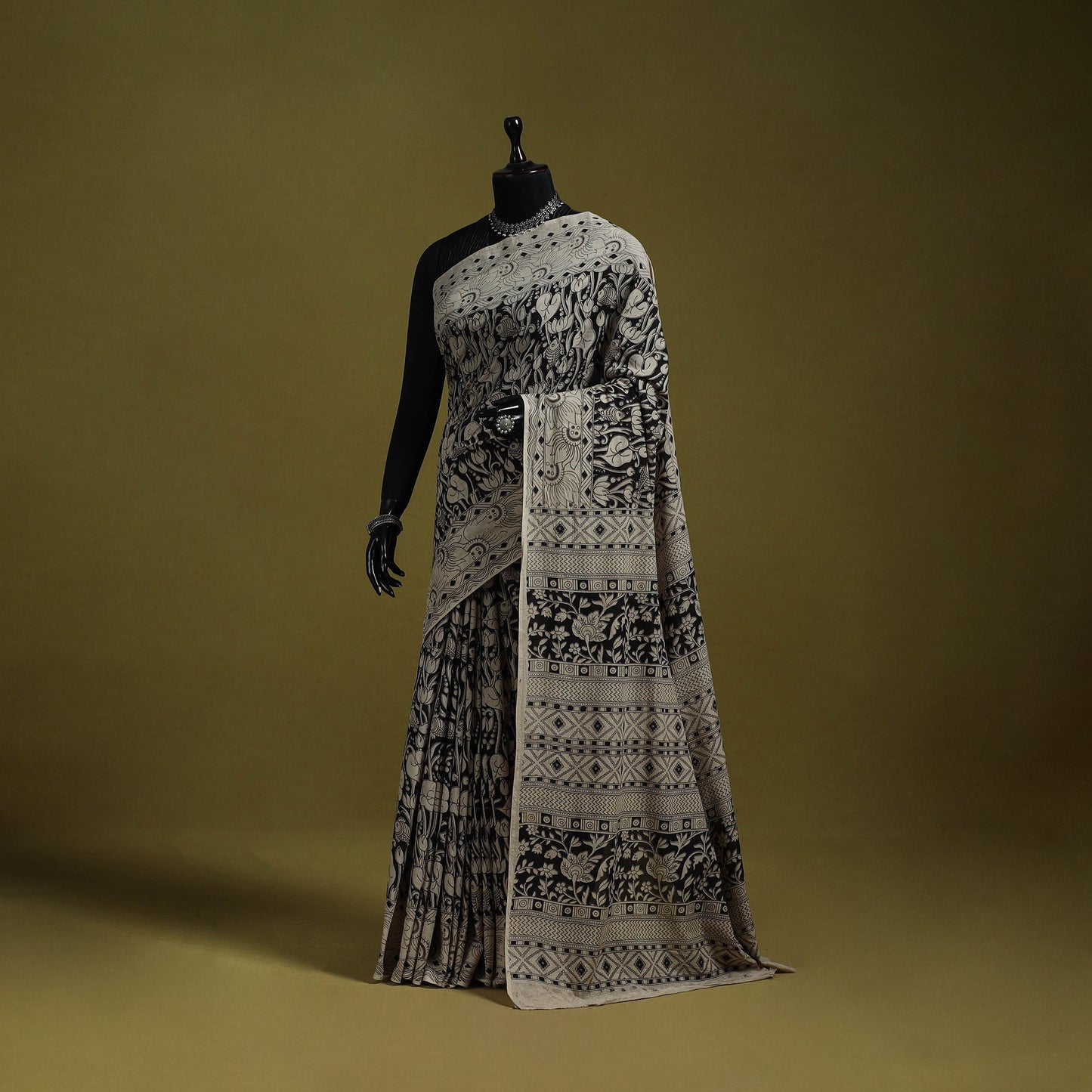 Printed cotton nellore kalamkari saree 07 - handcrafted