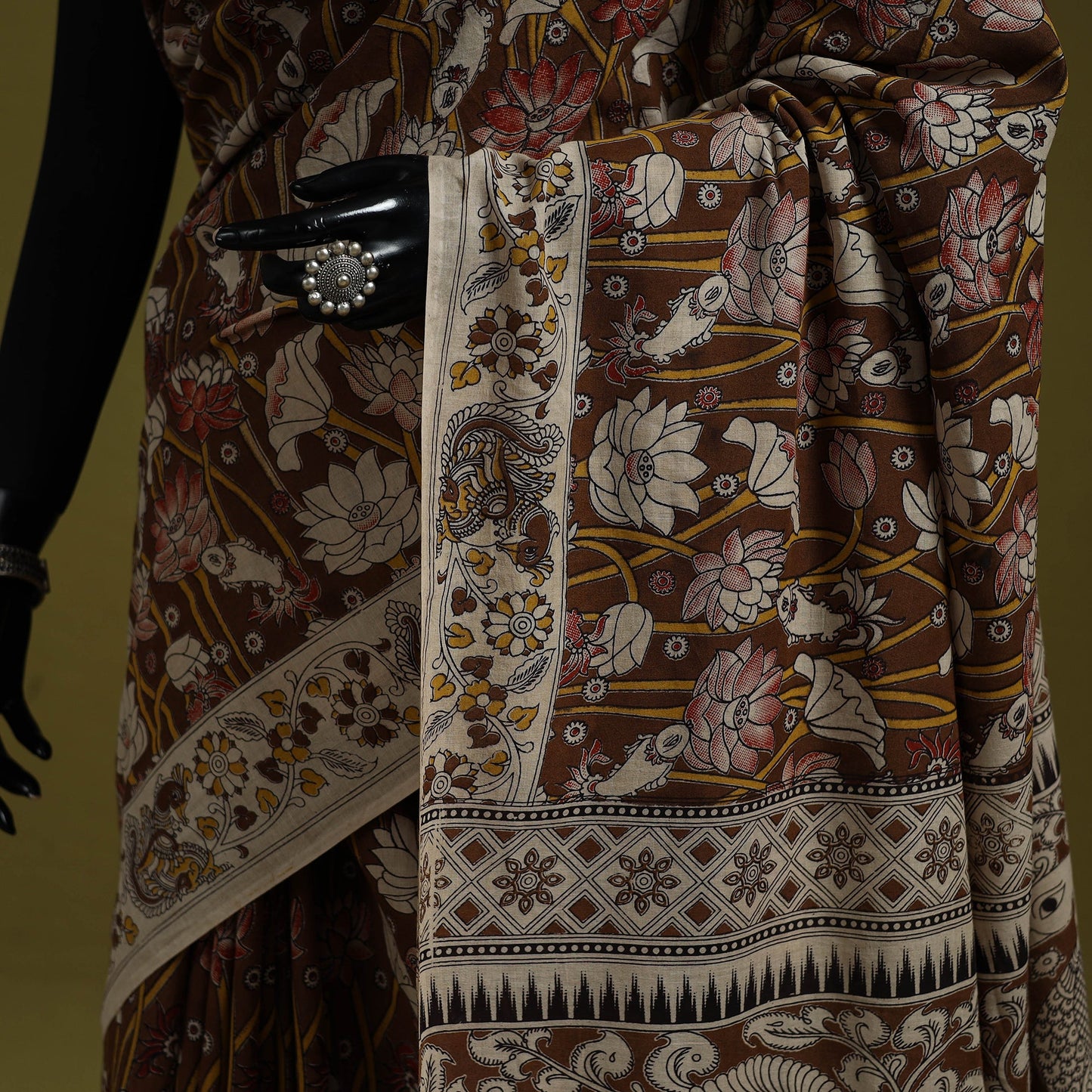 Printed cotton nellore kalamkari saree 08 - handcrafted