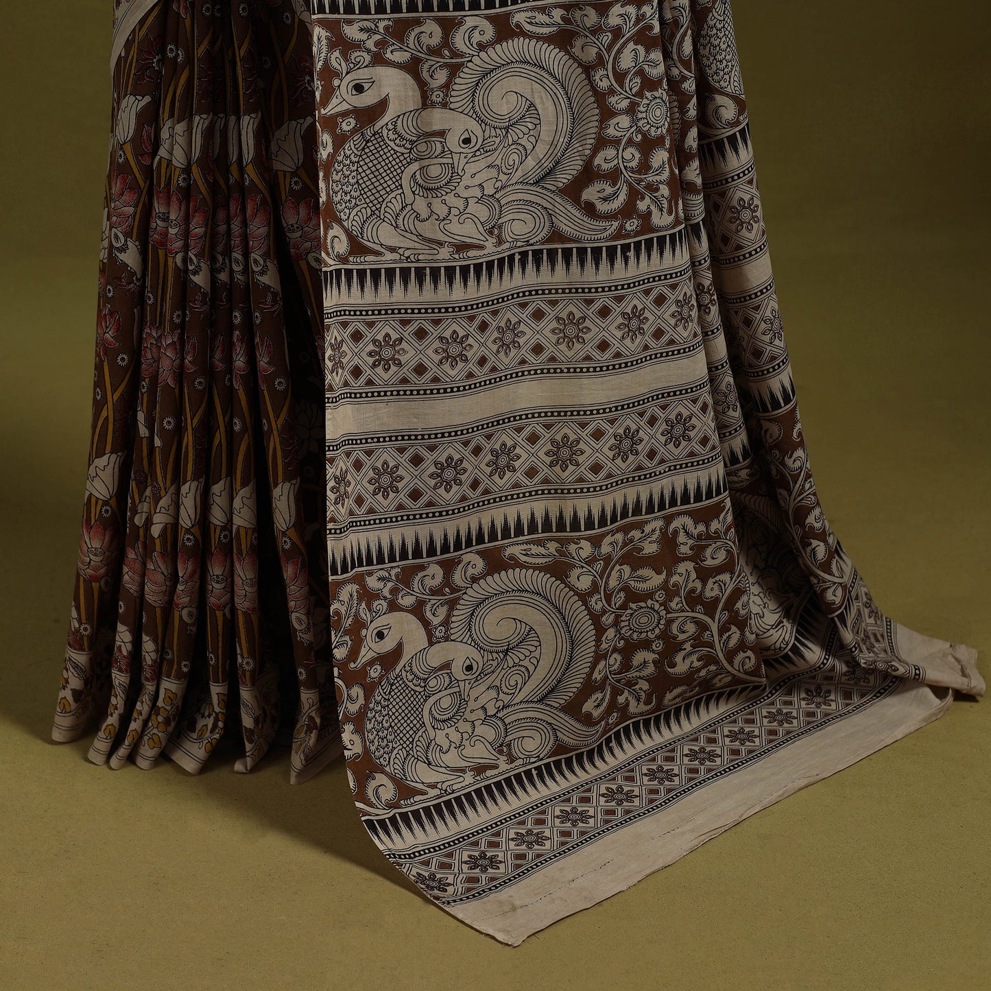Printed cotton nellore kalamkari saree 08 - handcrafted