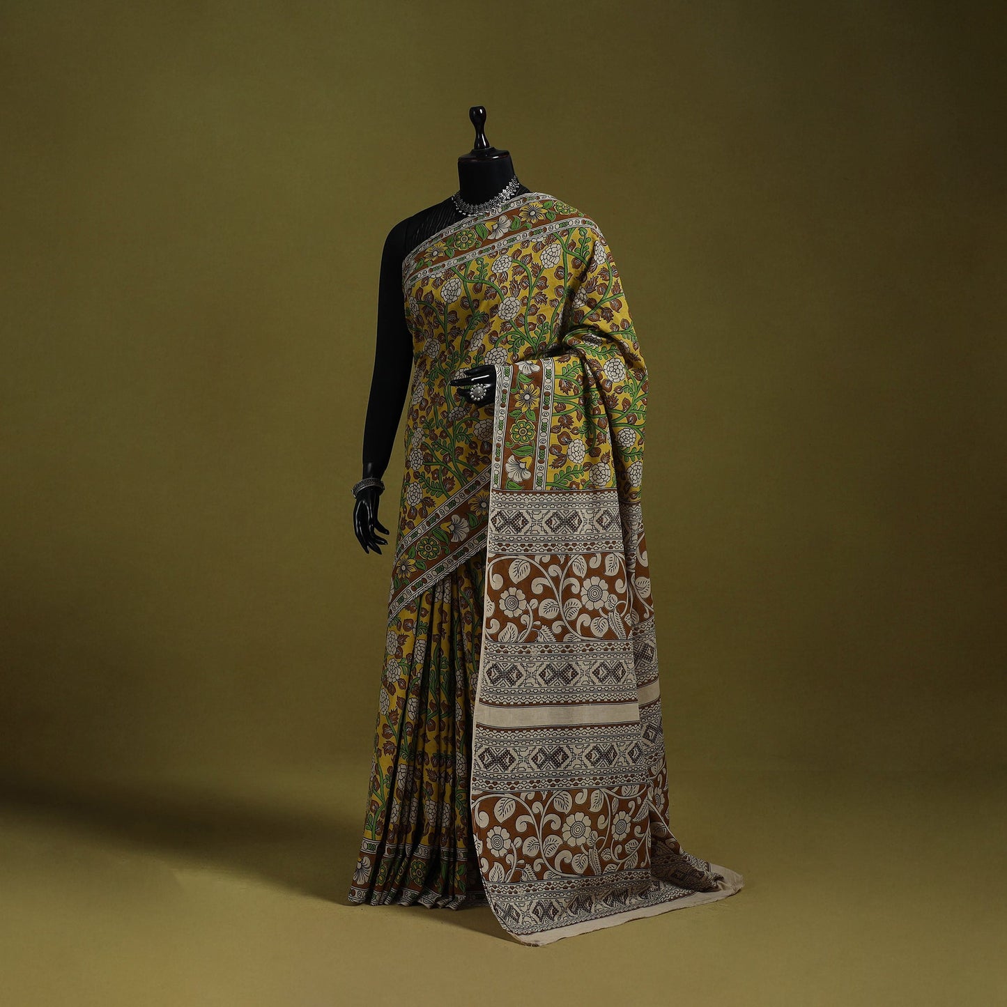 Printed cotton nellore kalamkari saree 09 - handcrafted