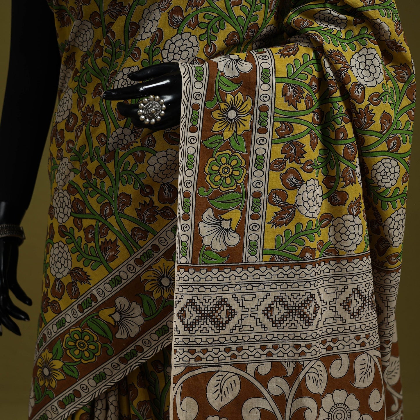 Printed cotton nellore kalamkari saree 09 - handcrafted