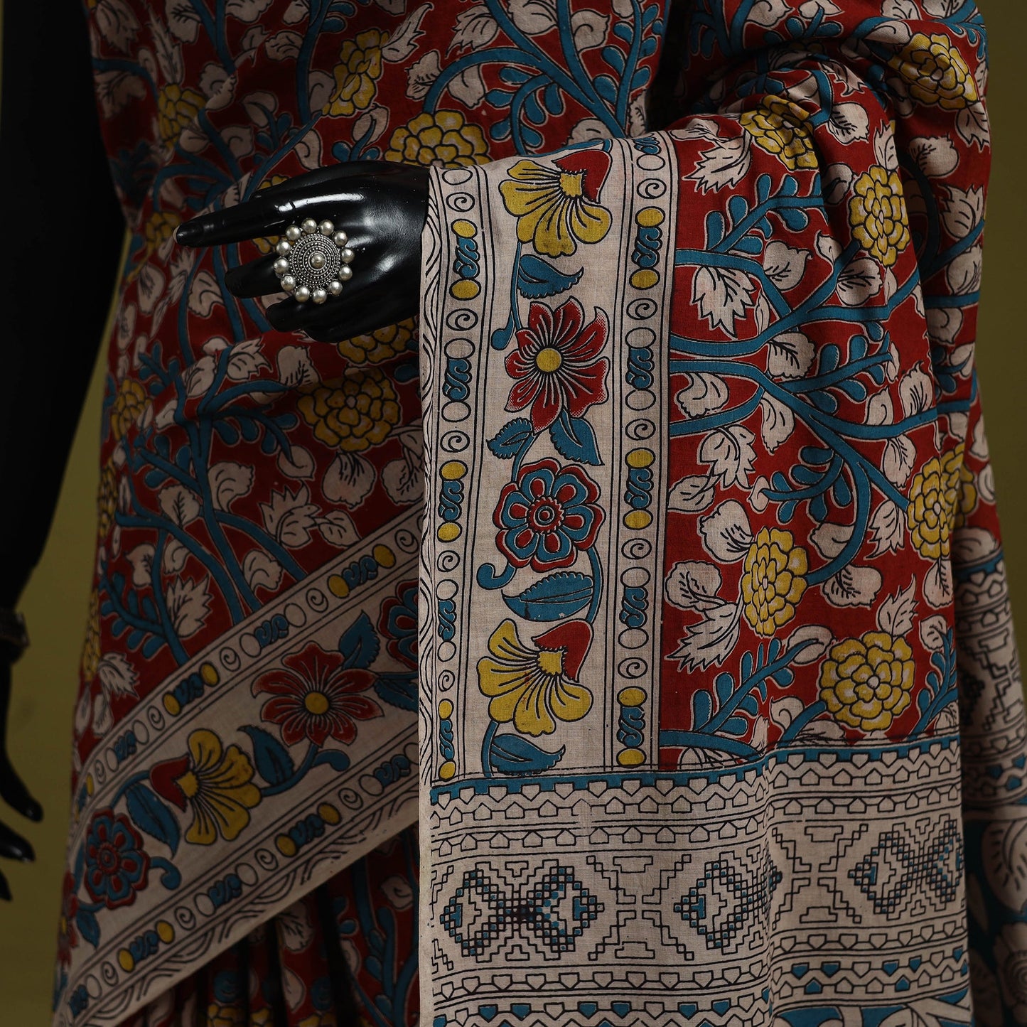 Printed cotton nellore kalamkari saree 12 - handcrafted