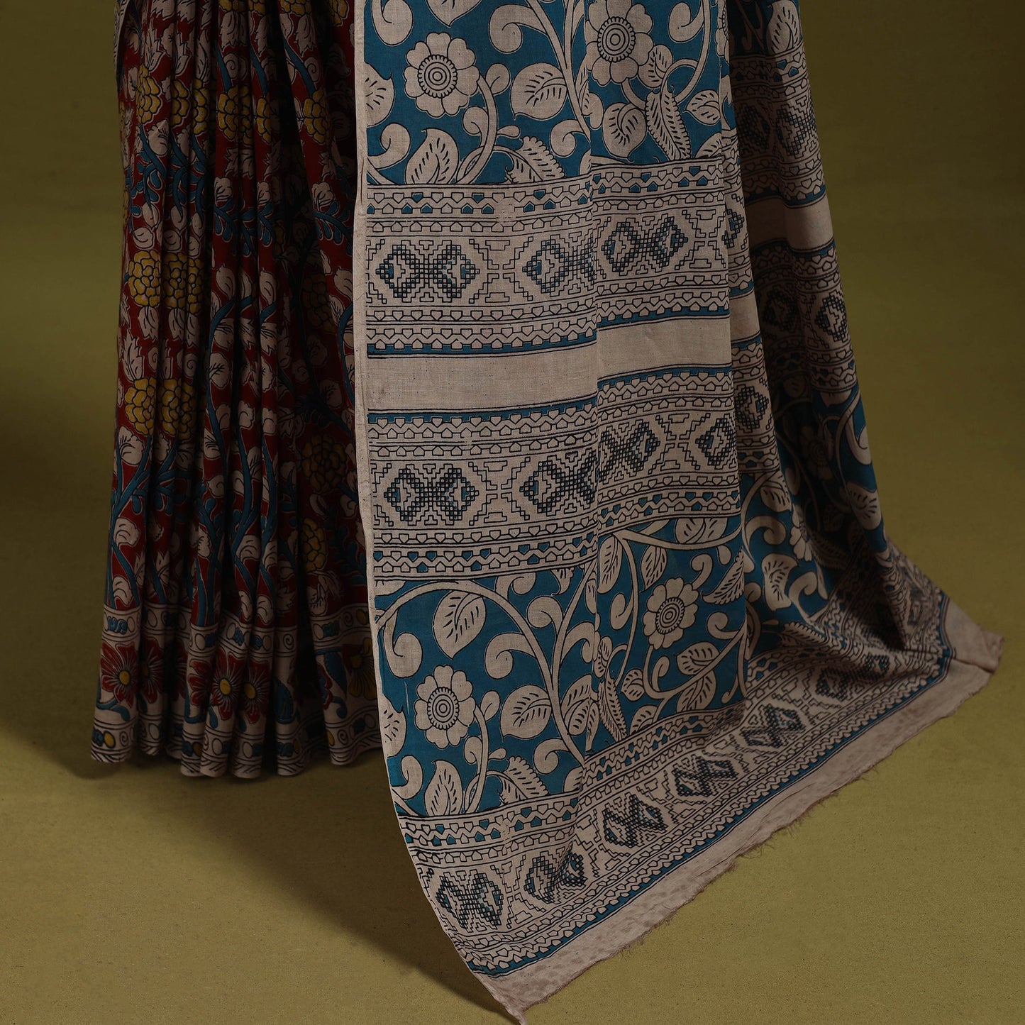 Printed cotton nellore kalamkari saree 12 - handcrafted