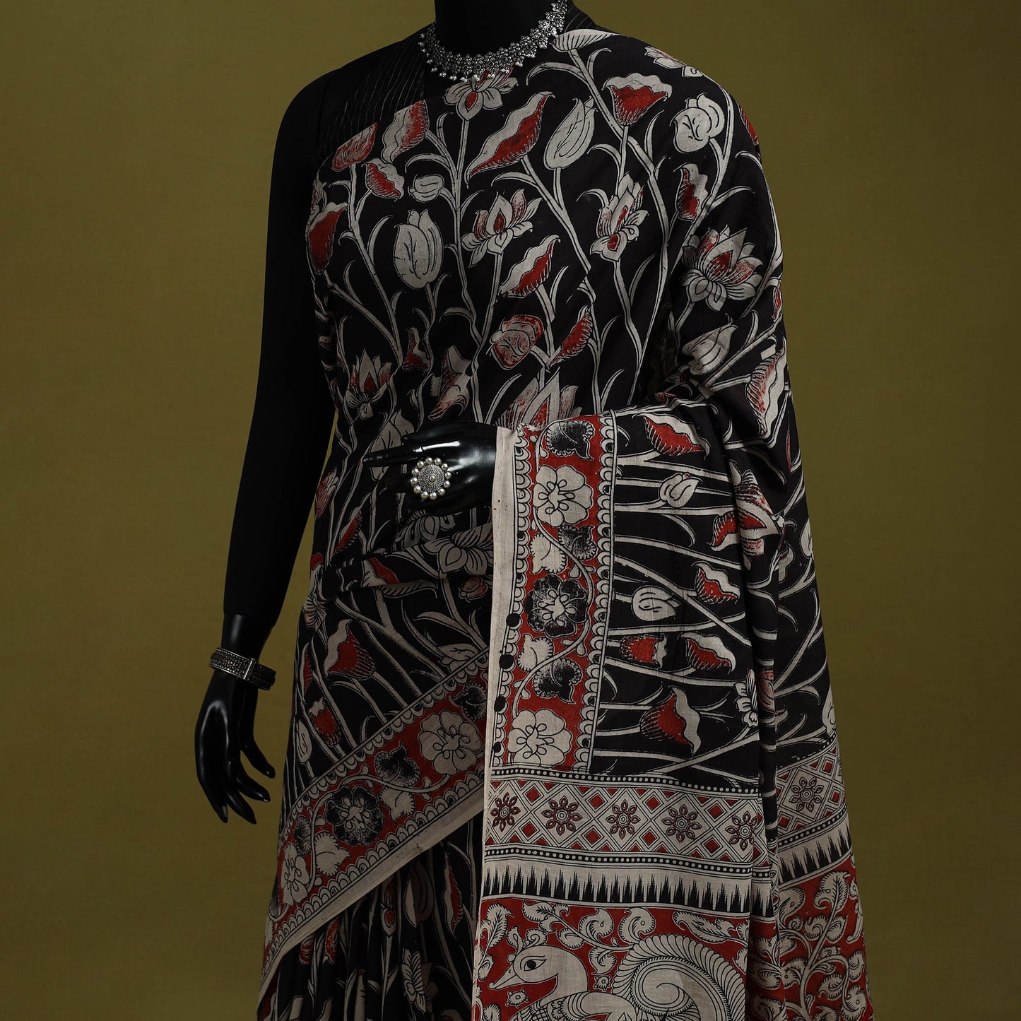 Printed cotton nellore kalamkari saree 14 - handcrafted