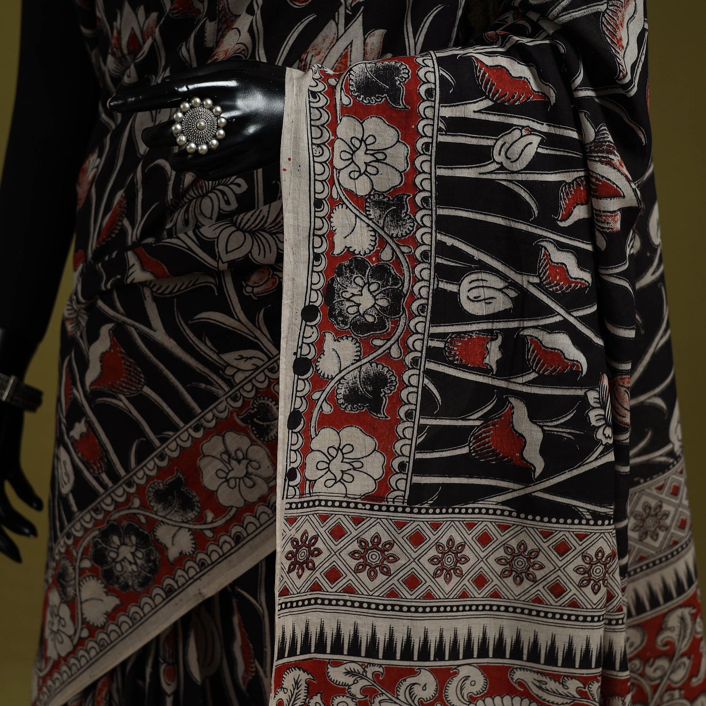 Printed cotton nellore kalamkari saree 14 - handcrafted