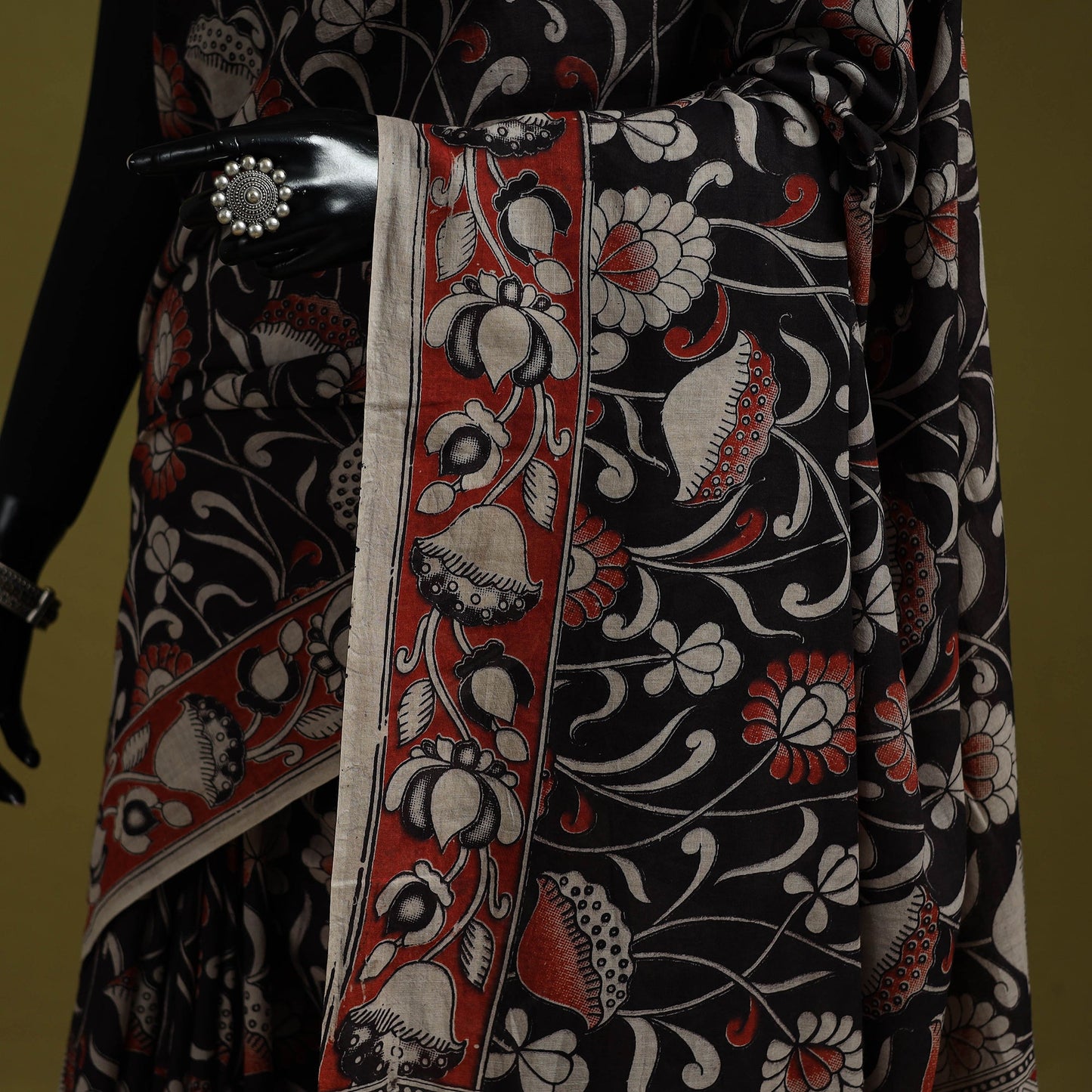 Printed cotton nellore kalamkari saree 15 - handcrafted