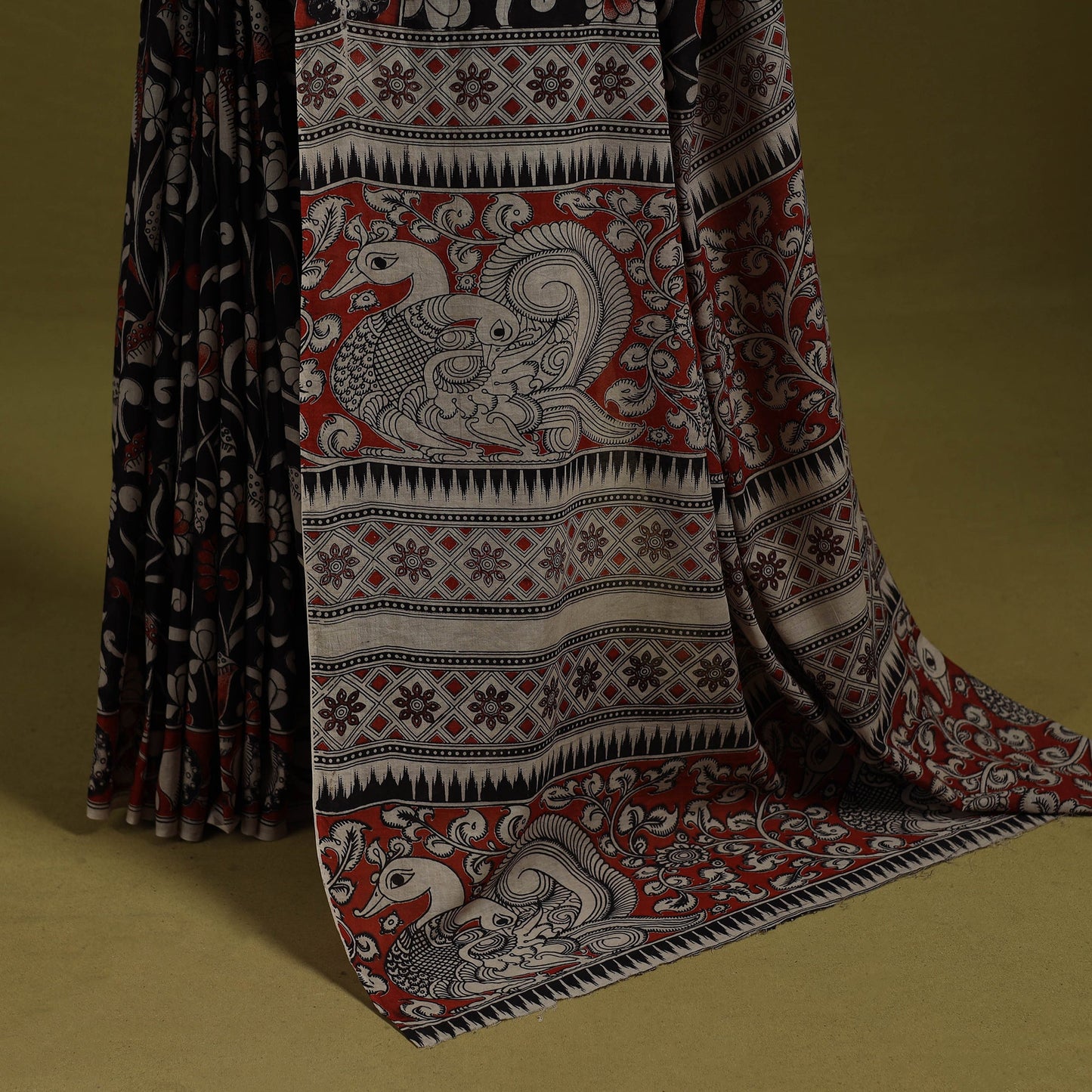 Printed cotton nellore kalamkari saree 15 - handcrafted