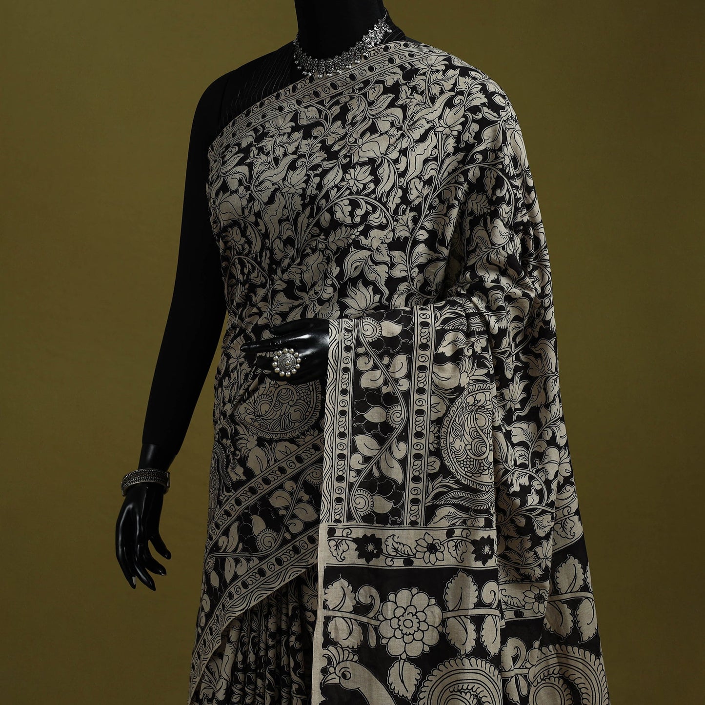 Printed cotton nellore kalamkari saree 17 - handcrafted