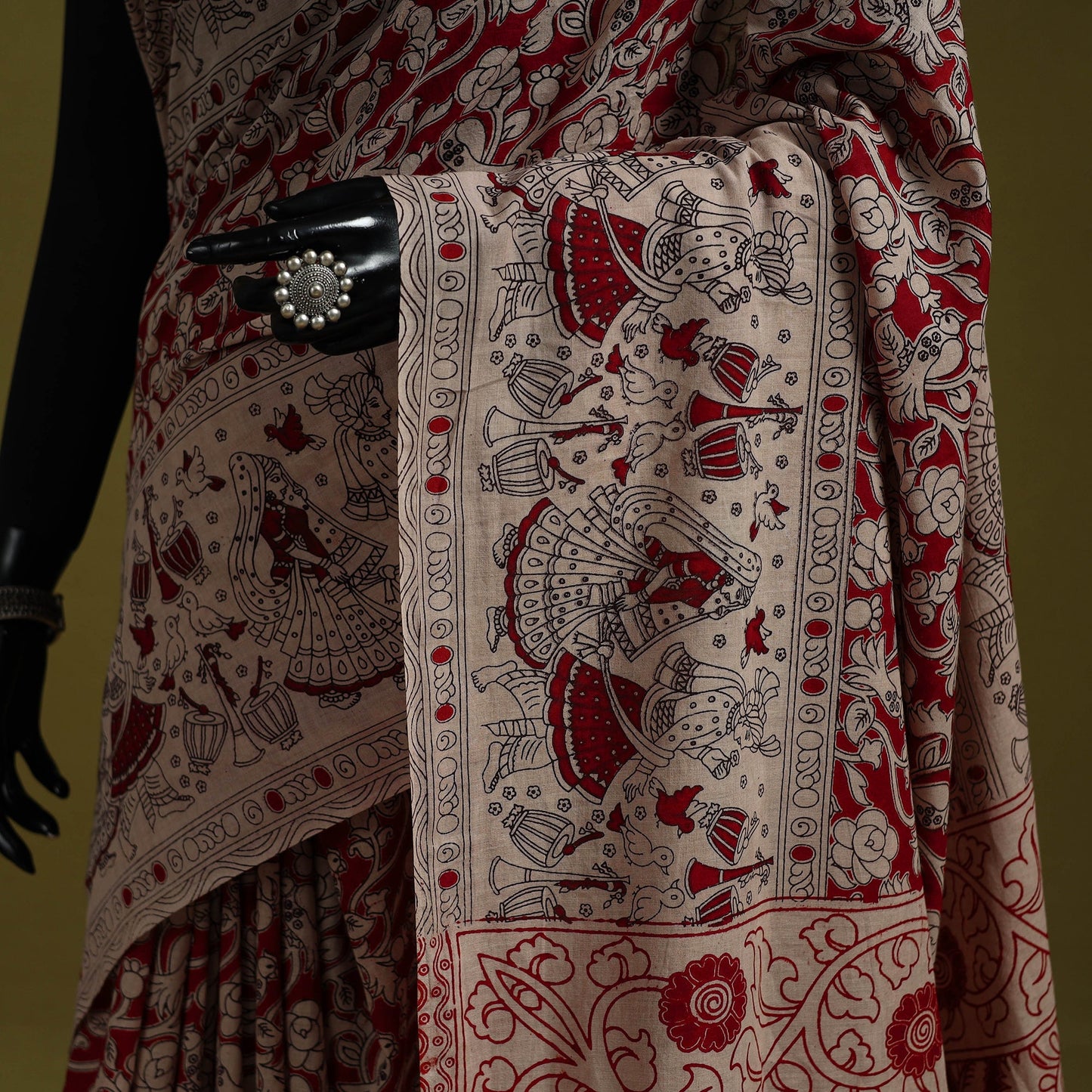 Printed cotton nellore kalamkari saree 18 - handcrafted