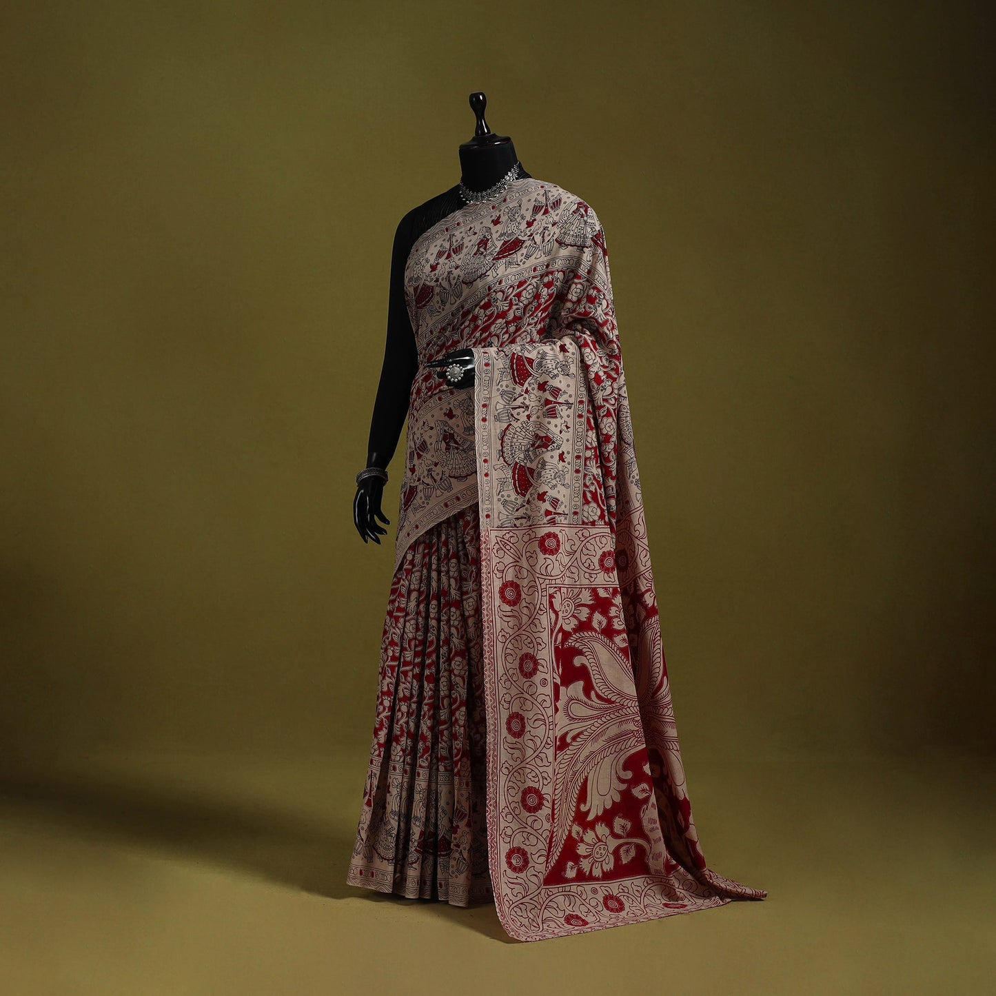 Printed cotton nellore kalamkari saree 18 - handcrafted