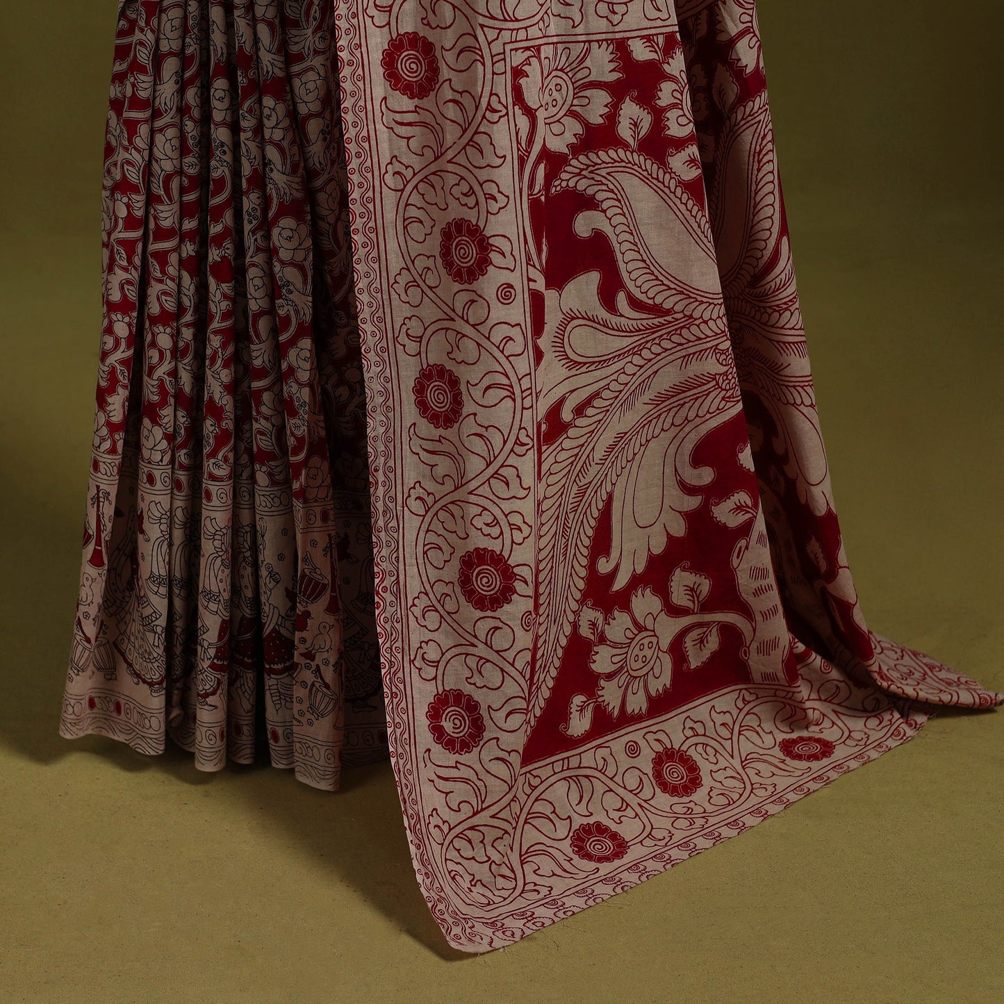 Printed cotton nellore kalamkari saree 18 - handcrafted