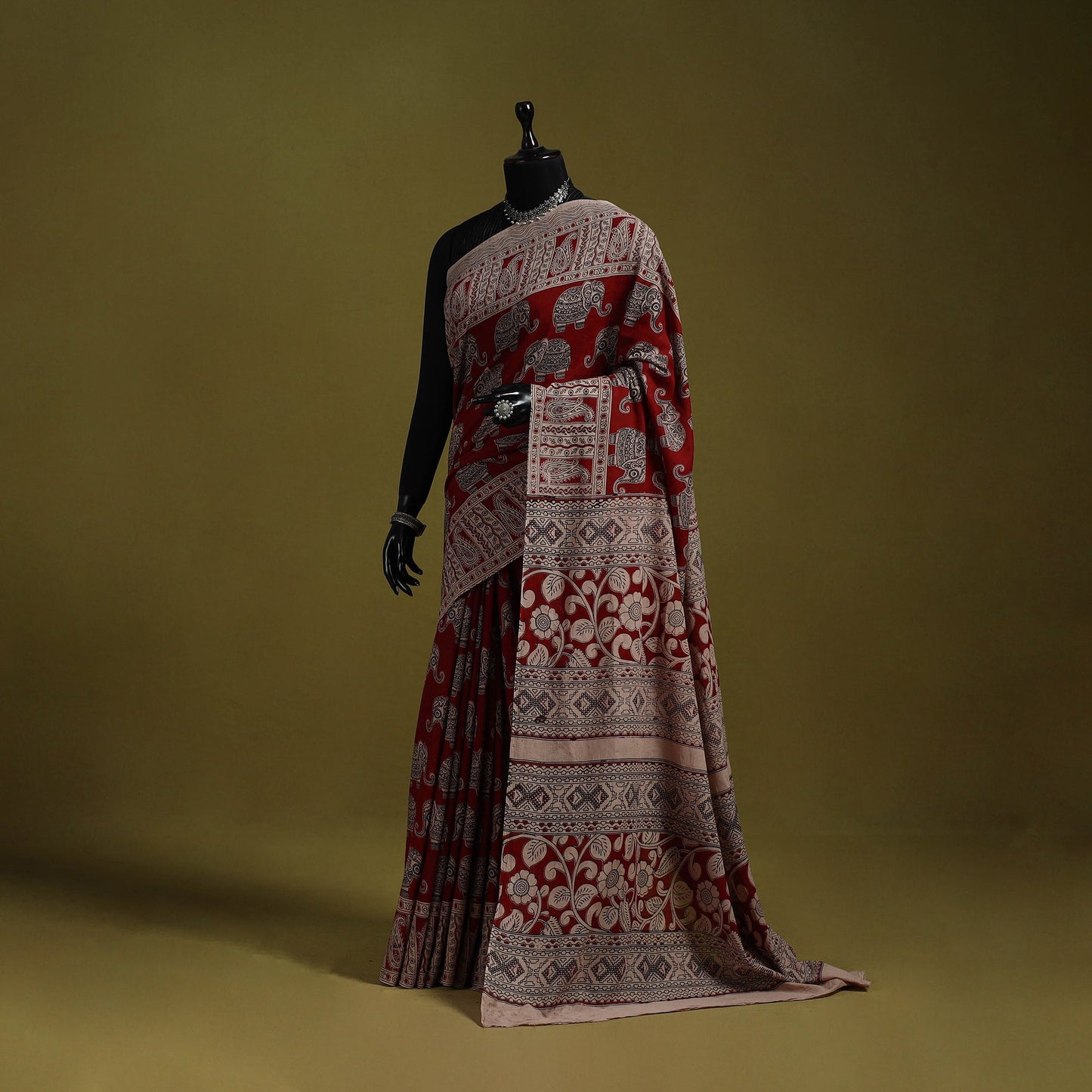 Printed cotton nellore kalamkari saree 19 - handcrafted