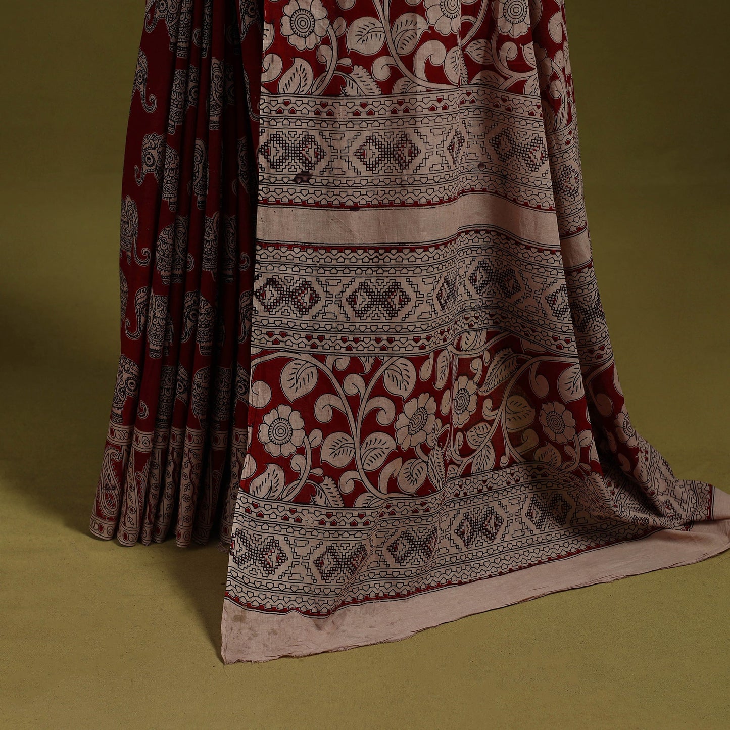 Printed cotton nellore kalamkari saree 19 - handcrafted