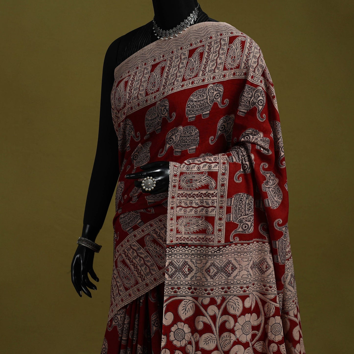 Printed cotton nellore kalamkari saree 19 - handcrafted