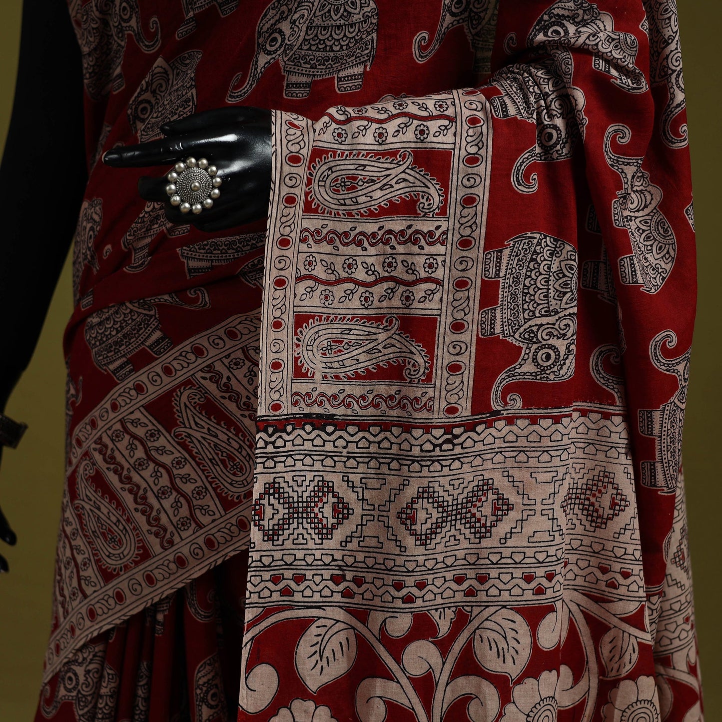 Printed cotton nellore kalamkari saree 19 - handcrafted