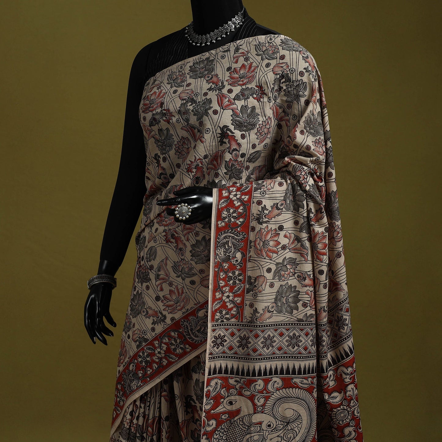 Printed cotton nellore kalamkari saree 20 - handcrafted