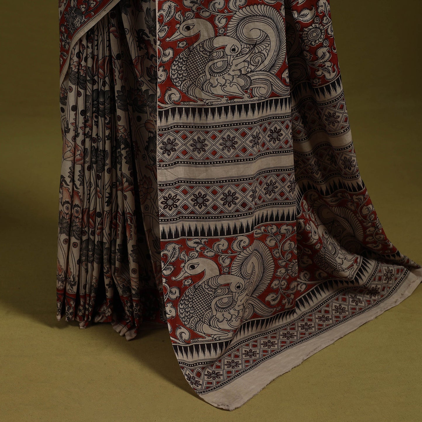 Printed cotton nellore kalamkari saree 20 - handcrafted