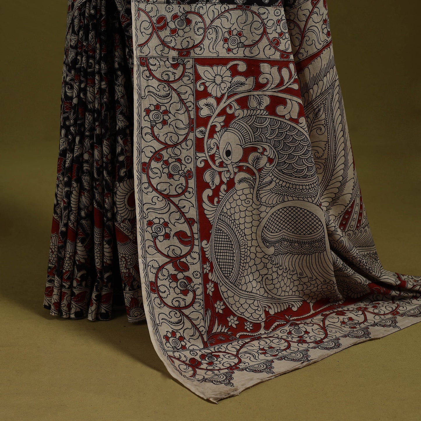 Printed cotton nellore kalamkari saree 21 - handcrafted