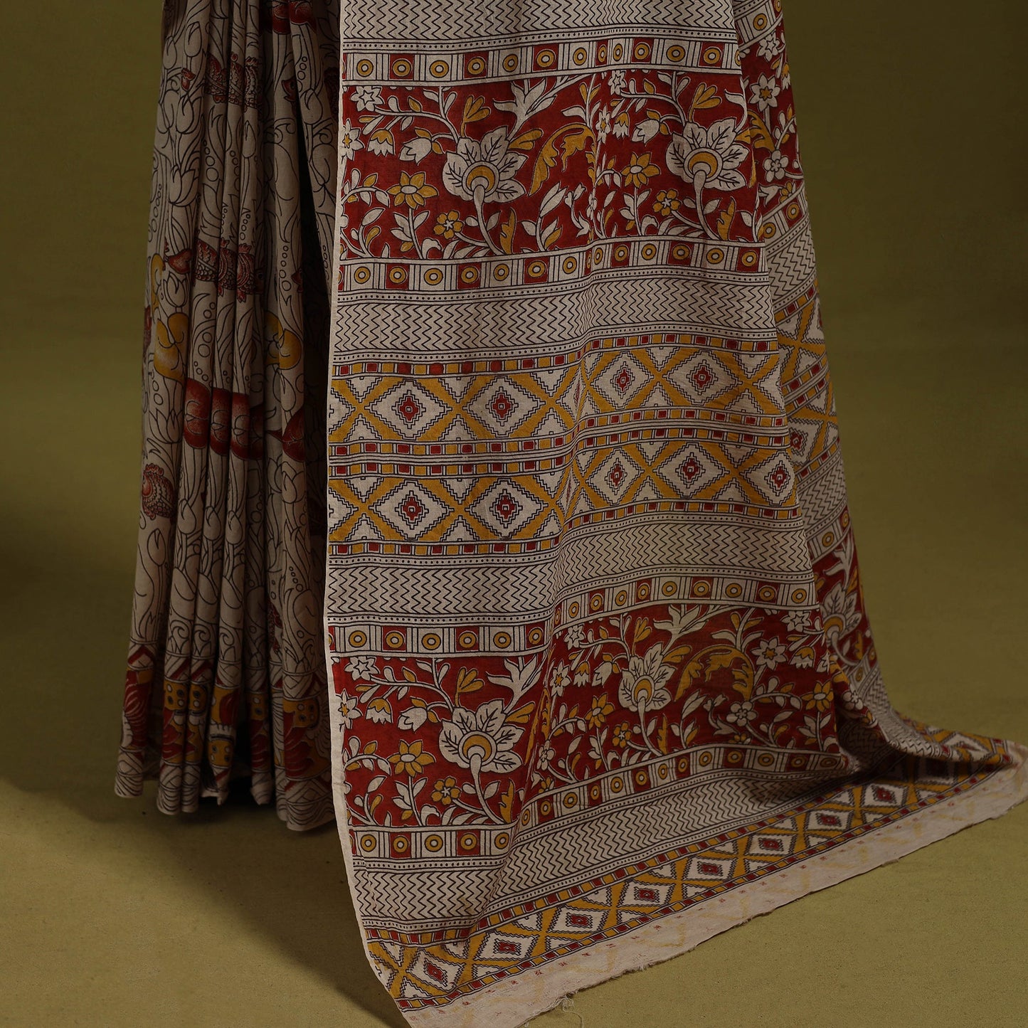 Printed cotton nellore kalamkari saree 22 - handcrafted