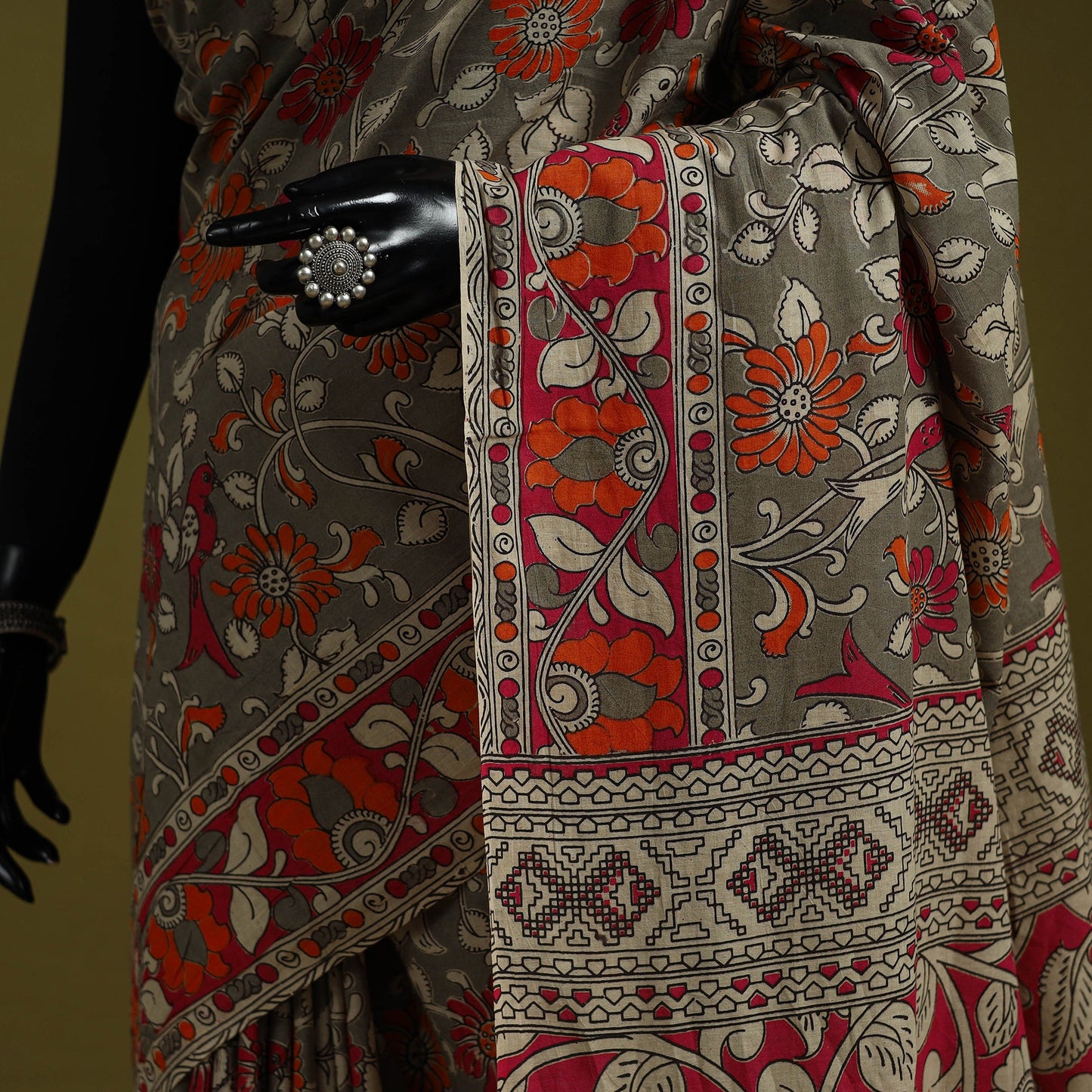 Printed cotton nellore kalamkari saree 23 - handcrafted