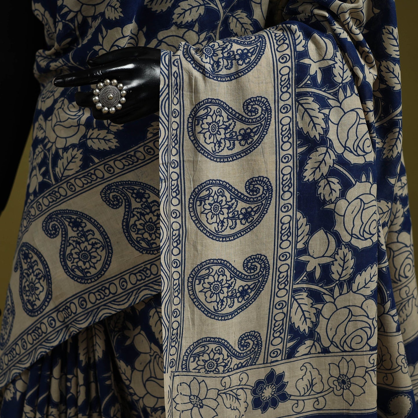 Printed cotton nellore kalamkari saree 27 - handcrafted