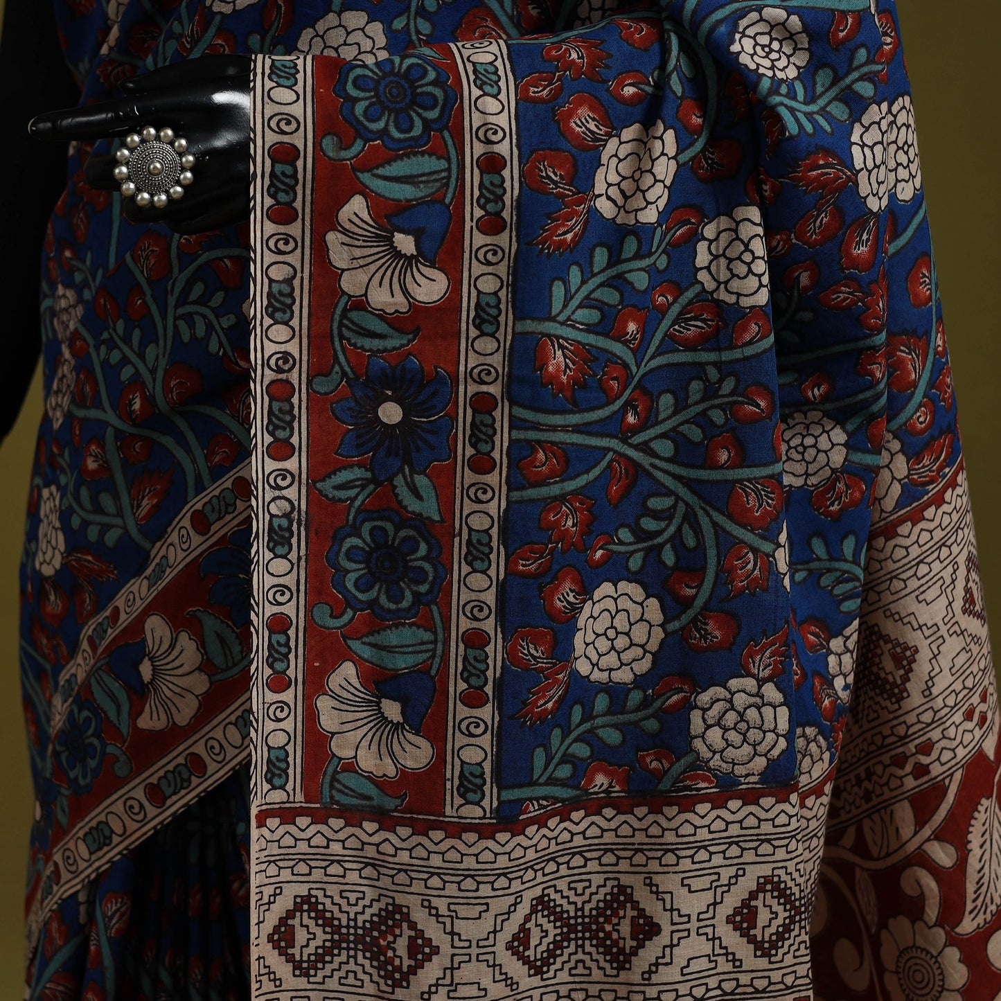 Printed cotton nellore kalamkari saree 30 - handcrafted