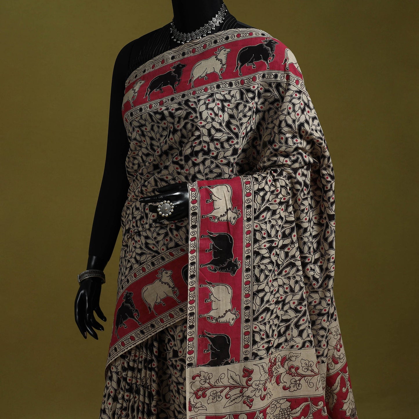 Printed cotton nellore kalamkari saree 31 - handcrafted