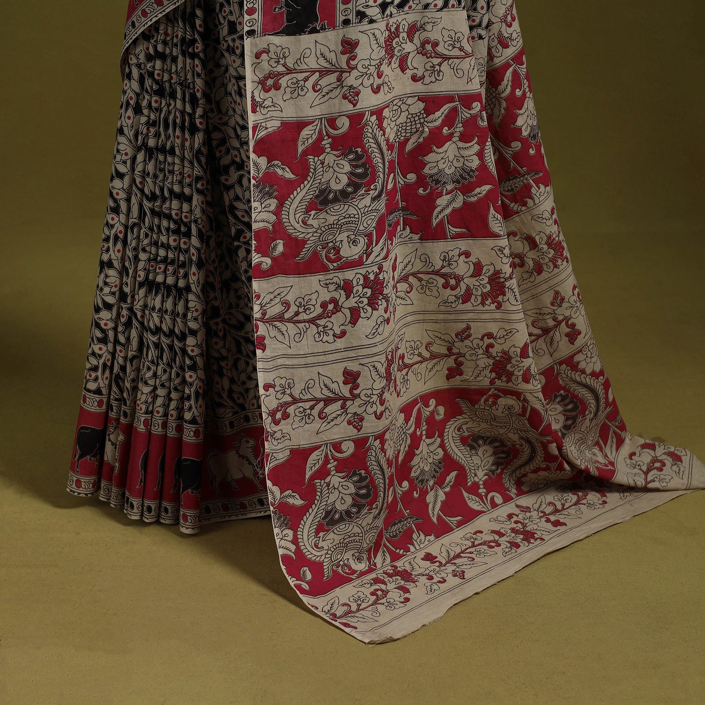 Printed cotton nellore kalamkari saree 31 - handcrafted