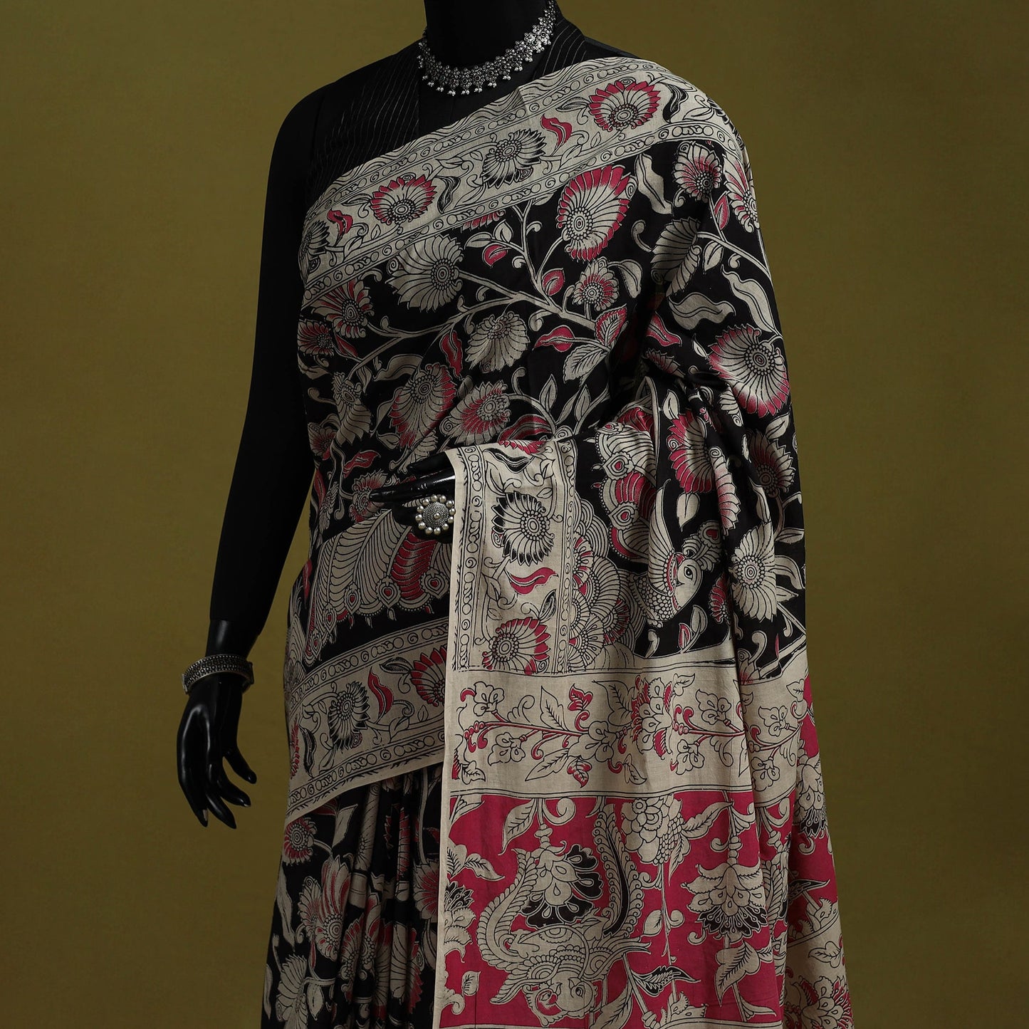 Printed cotton nellore kalamkari saree 32 - handcrafted