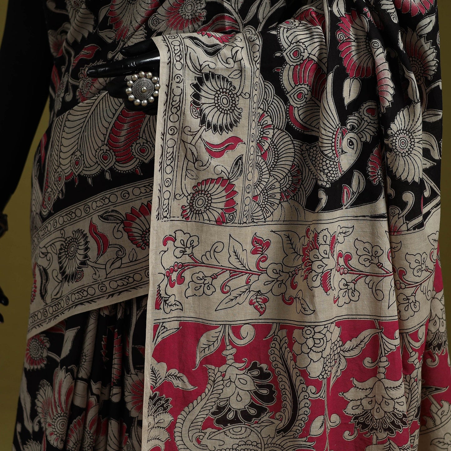 Printed cotton nellore kalamkari saree 32 - handcrafted