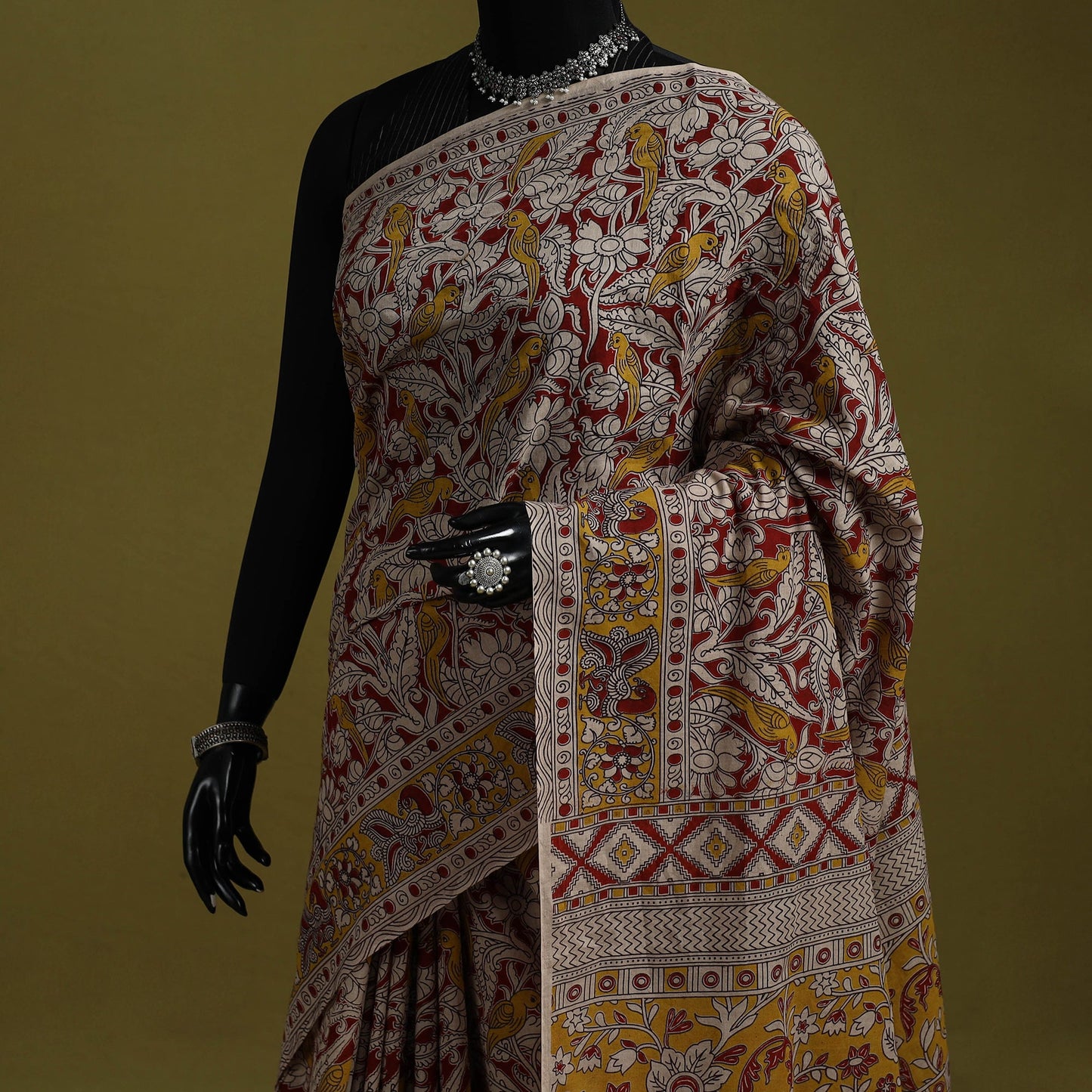 Printed cotton nellore kalamkari saree 34 - handcrafted