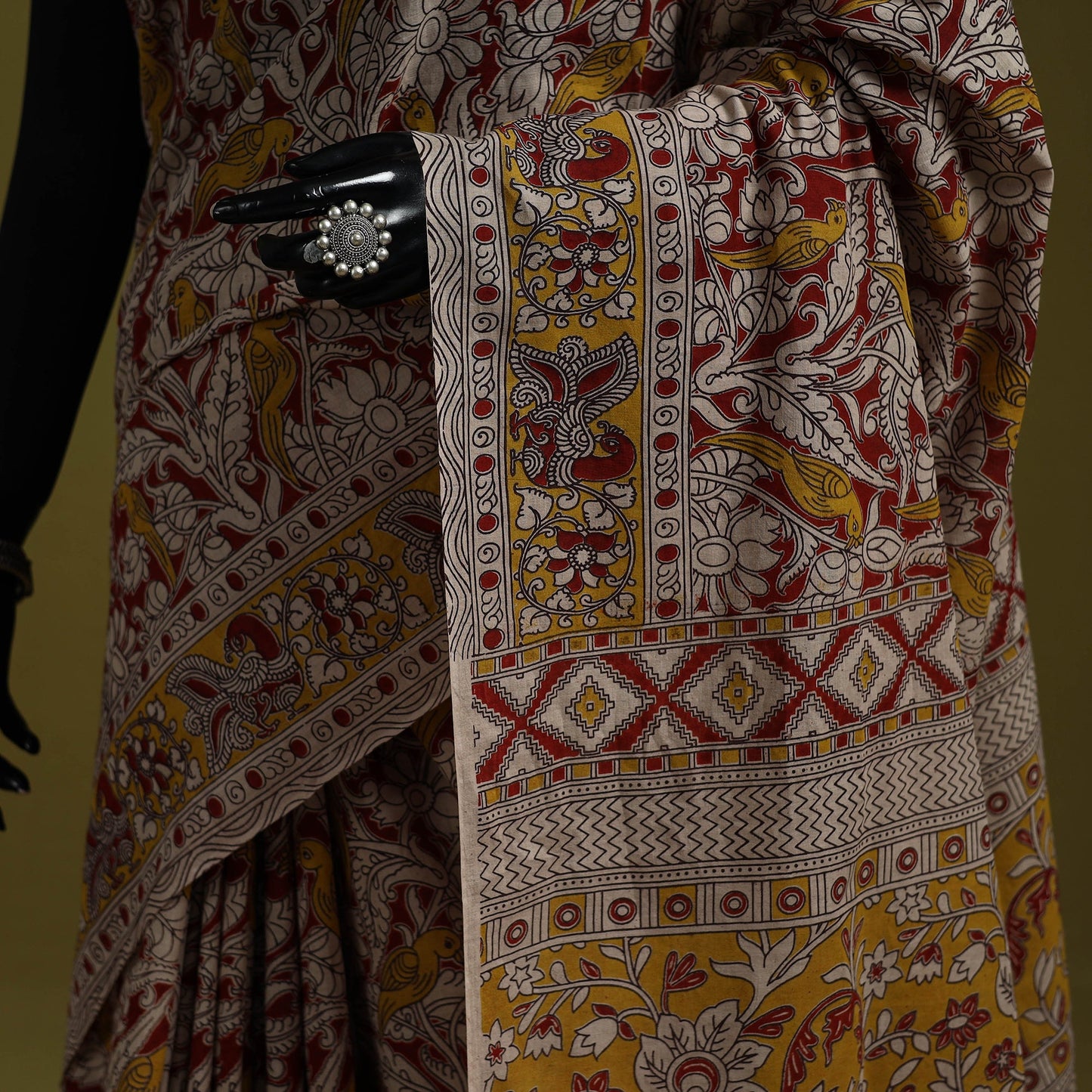 Printed cotton nellore kalamkari saree 34 - handcrafted