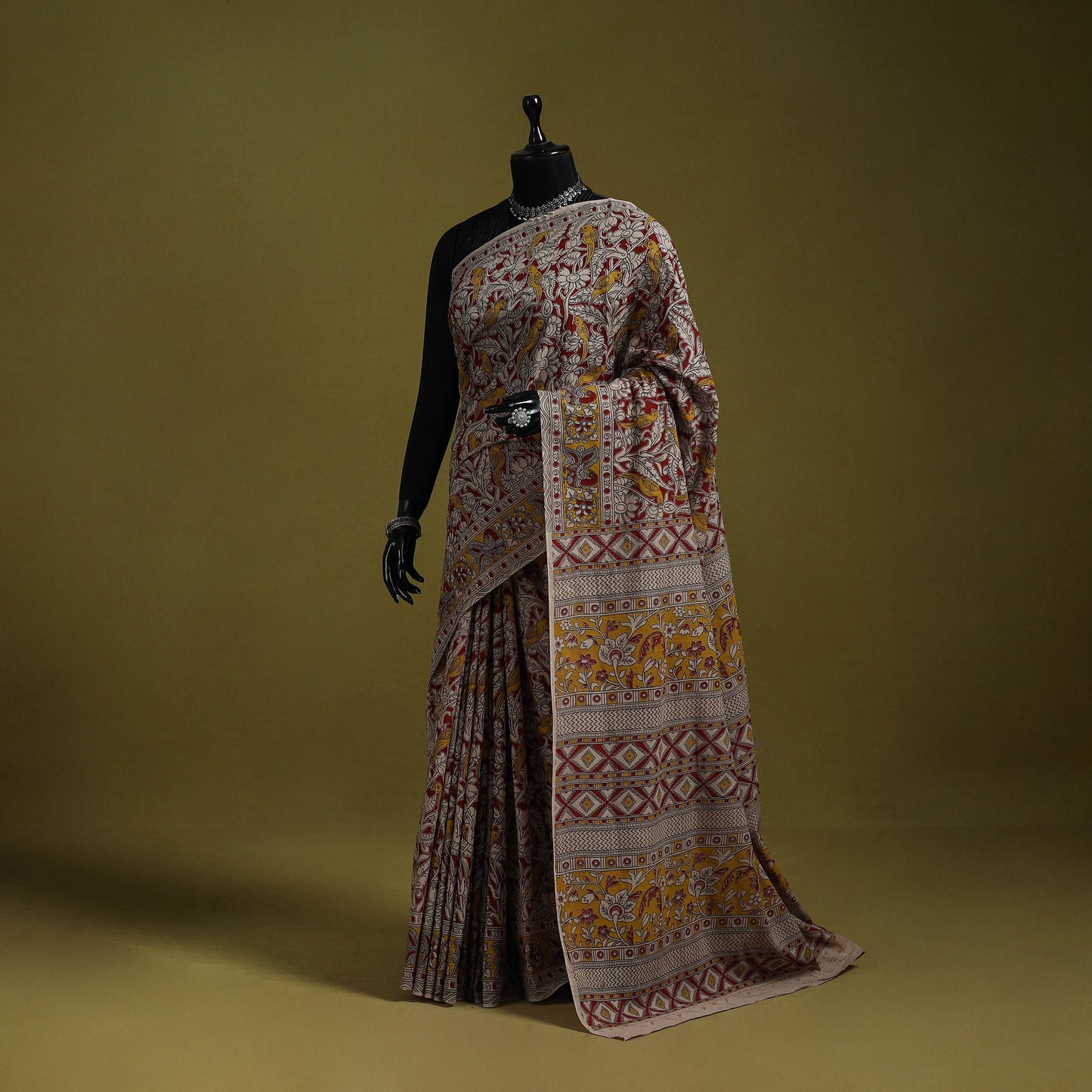 Printed cotton nellore kalamkari saree 34 - handcrafted