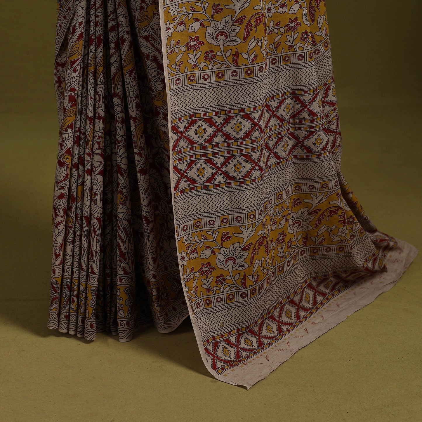 Printed cotton nellore kalamkari saree 34 - handcrafted