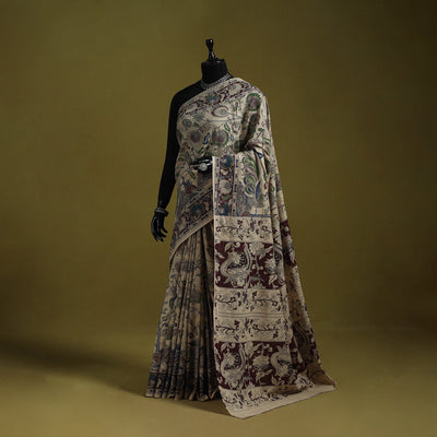 Printed cotton nellore kalamkari saree 35 - handcrafted