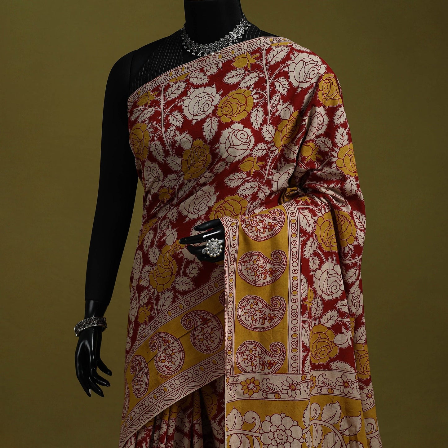 Printed cotton nellore kalamkari saree 36 - handcrafted