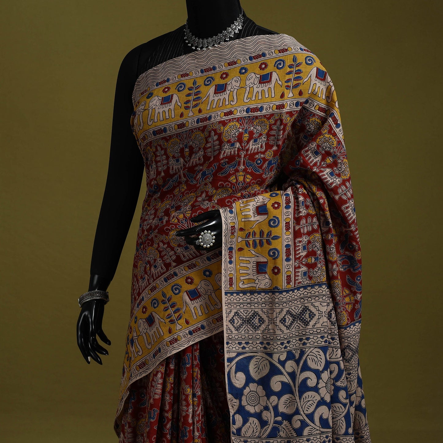 Printed cotton nellore kalamkari saree 39 - handcrafted