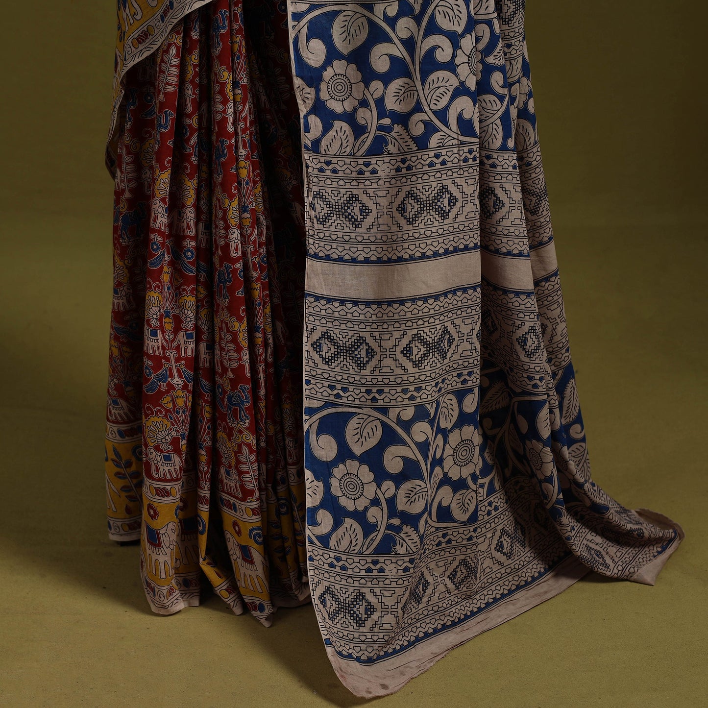 Printed cotton nellore kalamkari saree 39 - handcrafted