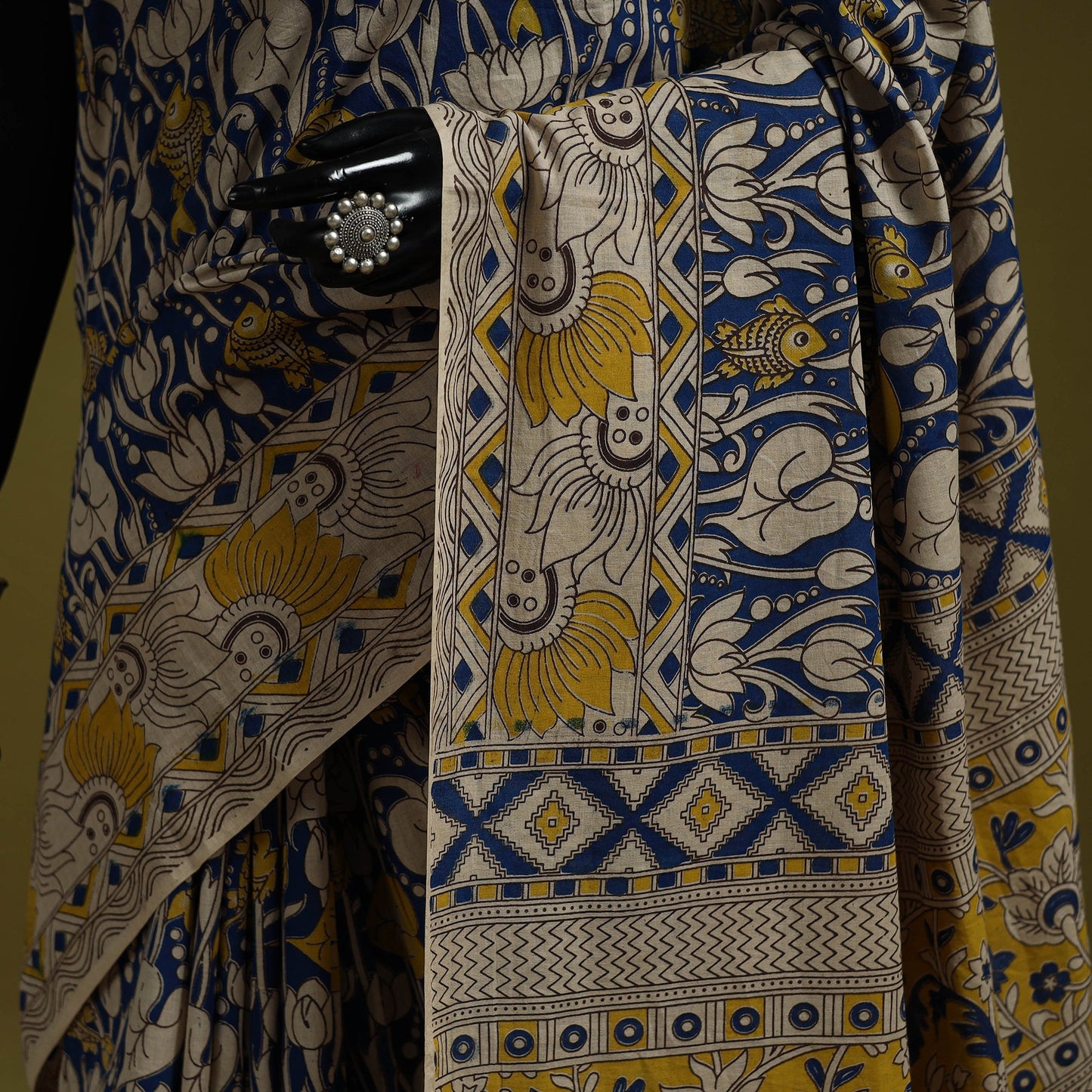 Printed cotton nellore kalamkari saree 40 - handcrafted