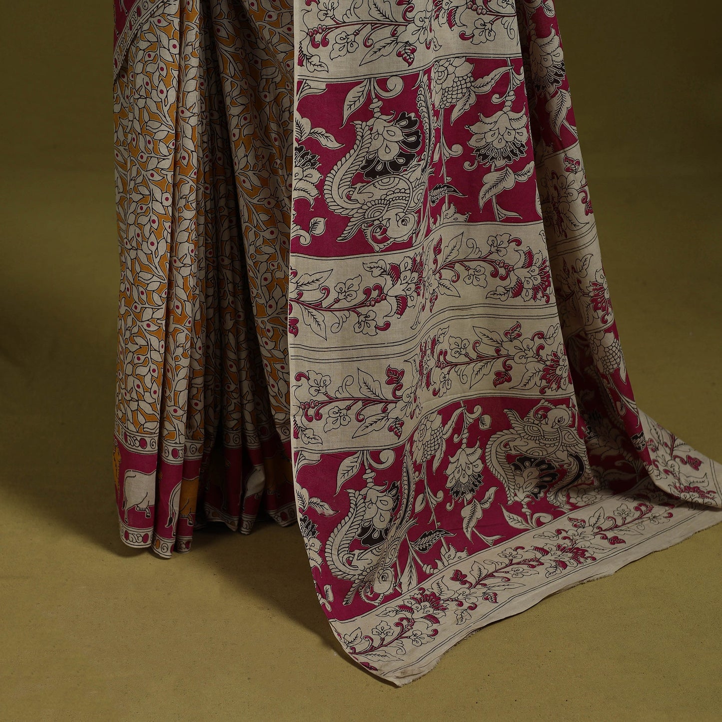 Printed cotton nellore kalamkari saree 41 - handcrafted