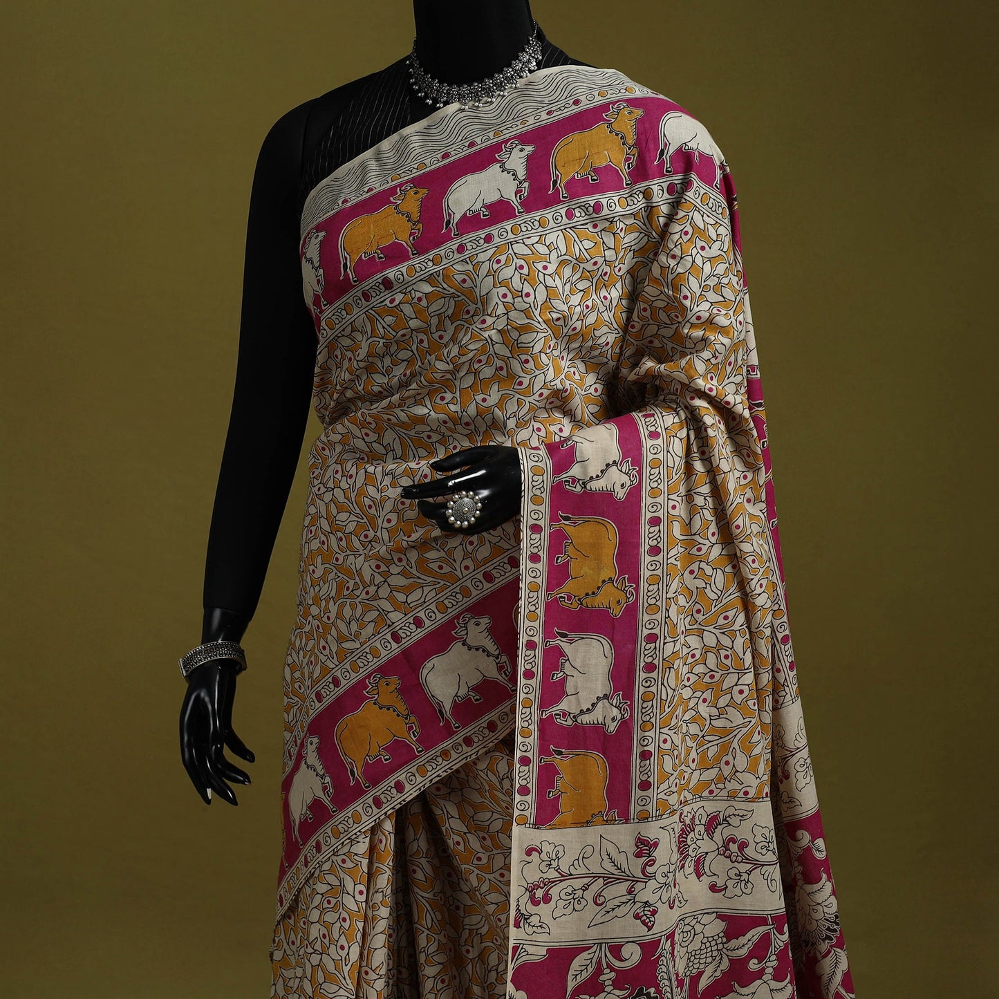 Printed cotton nellore kalamkari saree 41 - handcrafted