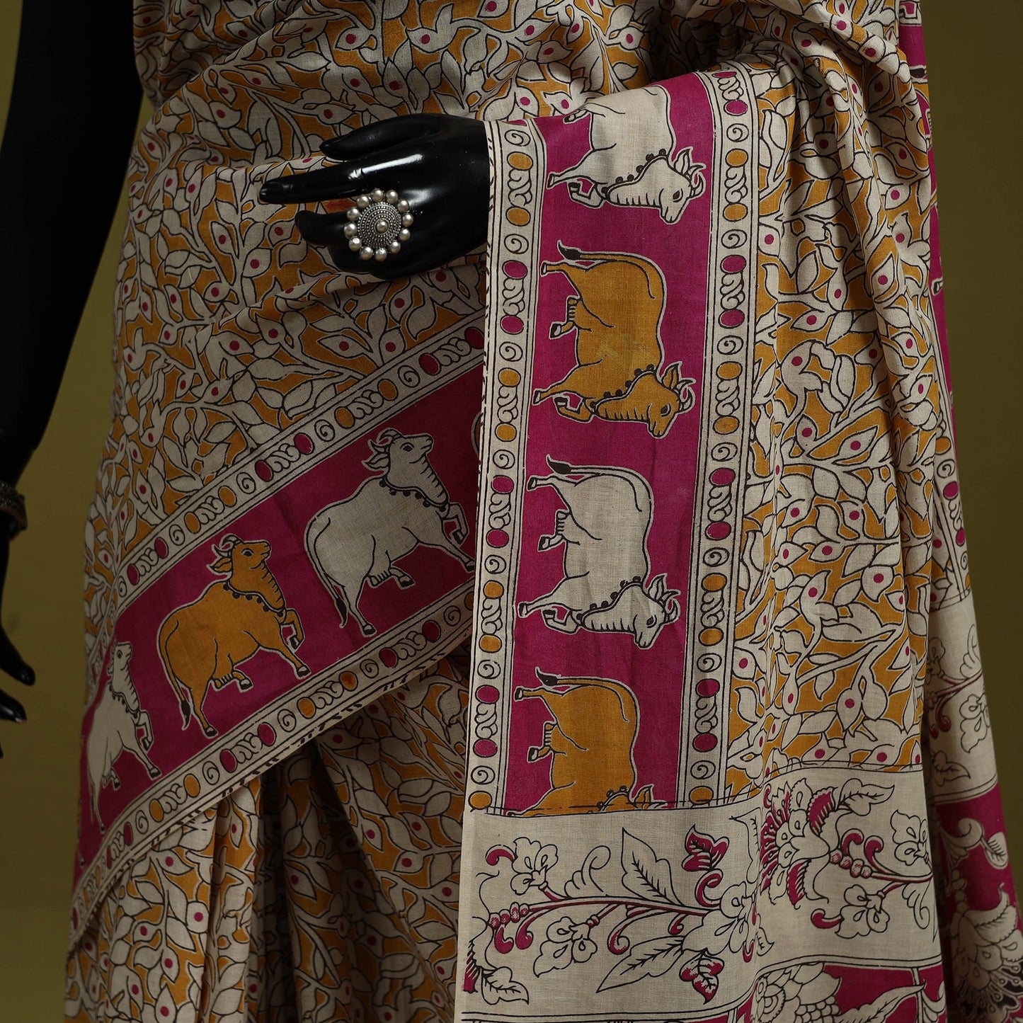 Printed cotton nellore kalamkari saree 41 - handcrafted