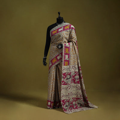 Printed cotton nellore kalamkari saree 41 - handcrafted